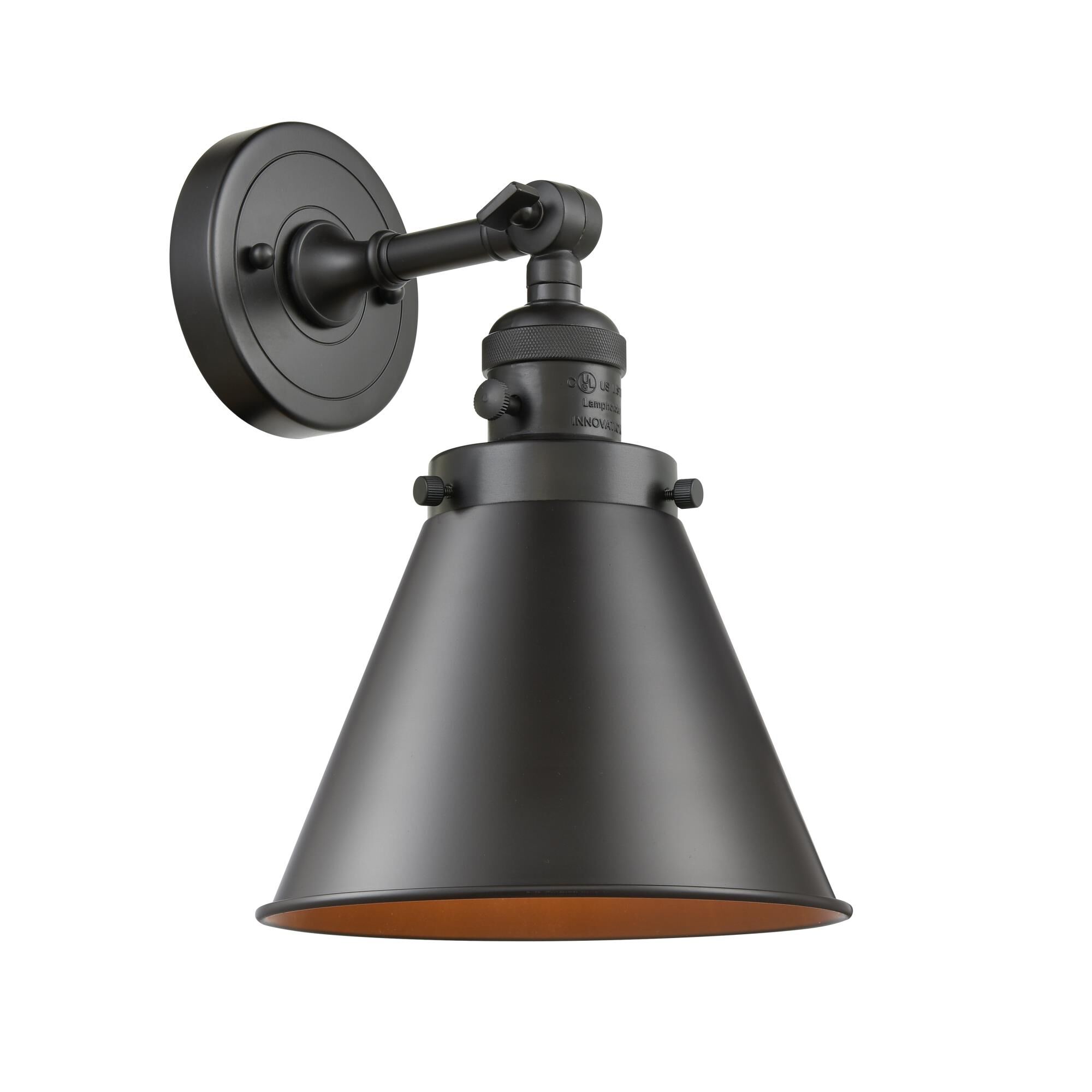 Shown in Oil Rubbed Bronze finish and Metal - Oil Rubbed Bronze - Cone shade