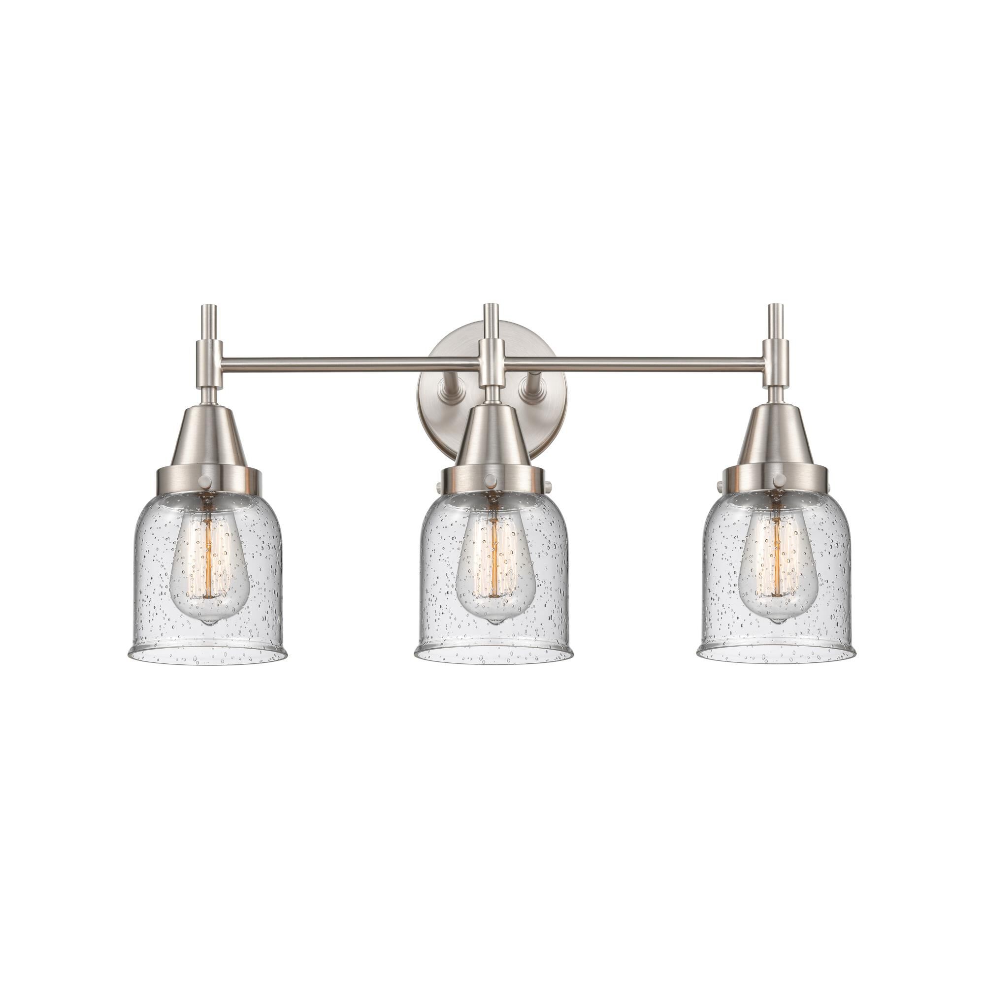 Shown in Satin Nickel finish and Seedy Large Cone glass