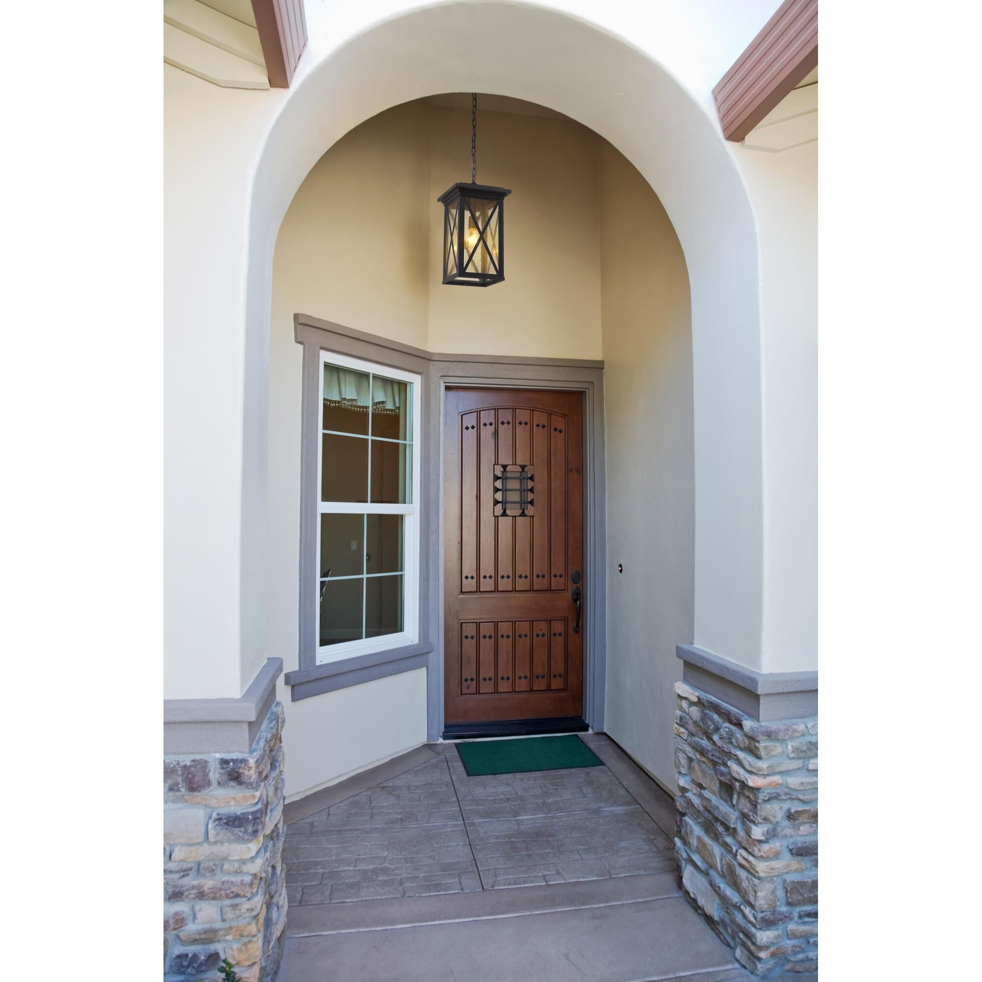 Shown in Black finish and Glass shade