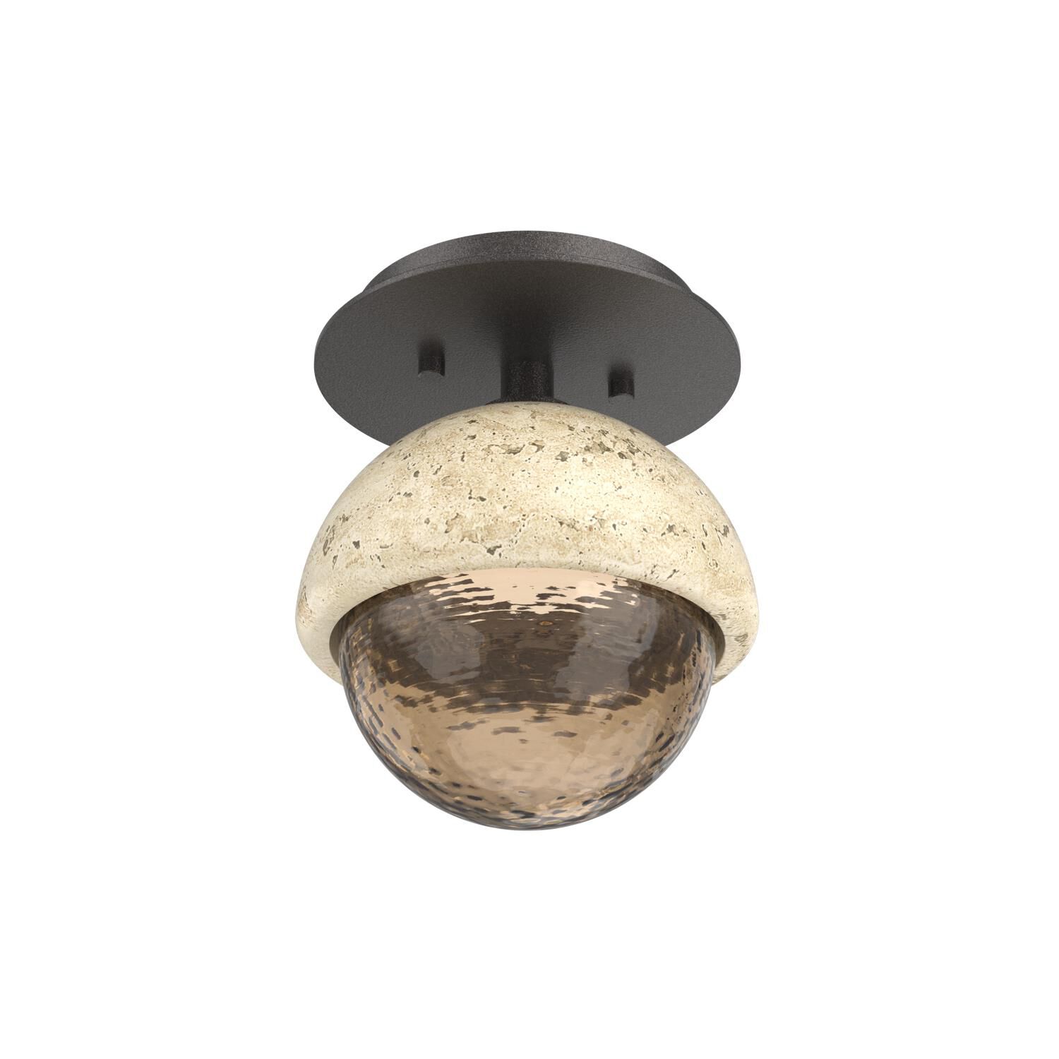 Shown in Graphite finish and Bronze glass and Travertine Stone accent