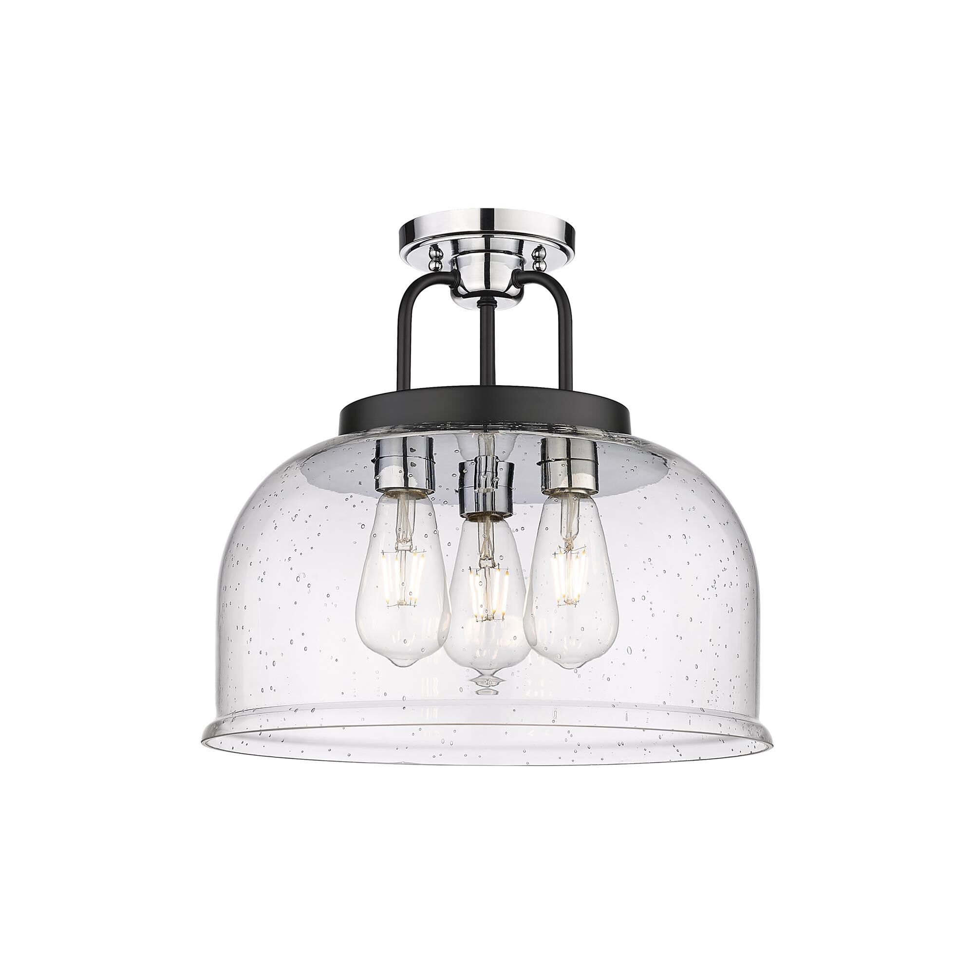 Shown in Black Polished Chrome finish and Seedy glass
