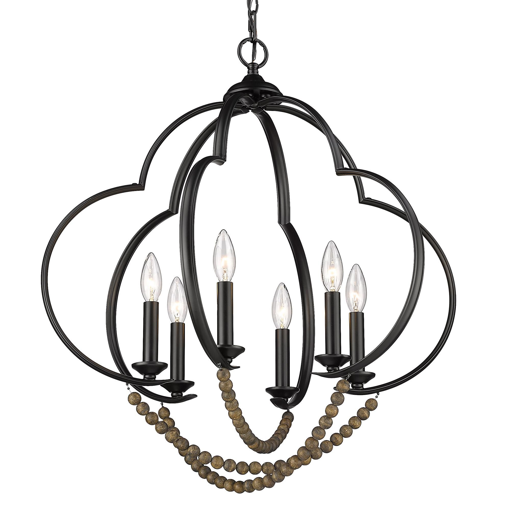 Shown in Matte Black finish and Espresso Wood Beads shade
