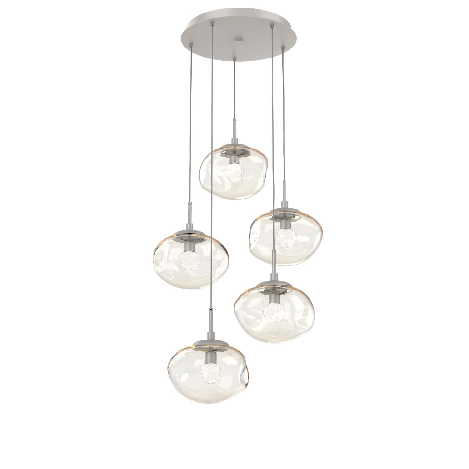 Shown in Metallic Beige Silver finish and Floret Inner Amber Outer glass