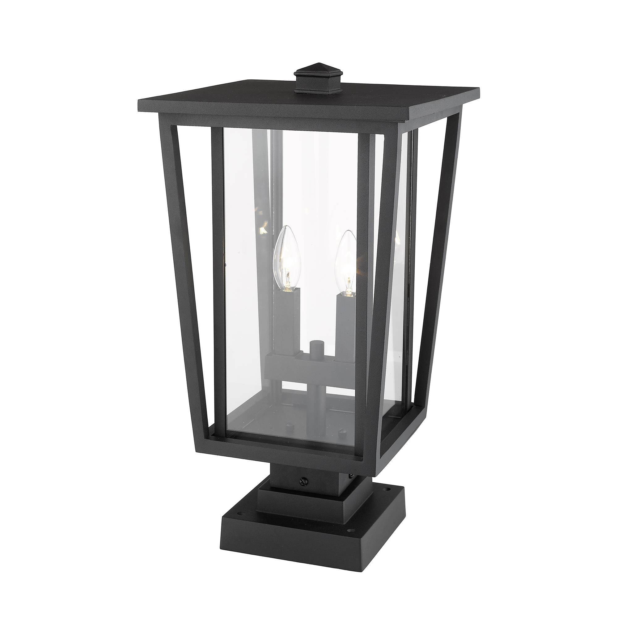 Shown in Black finish and Glass shade