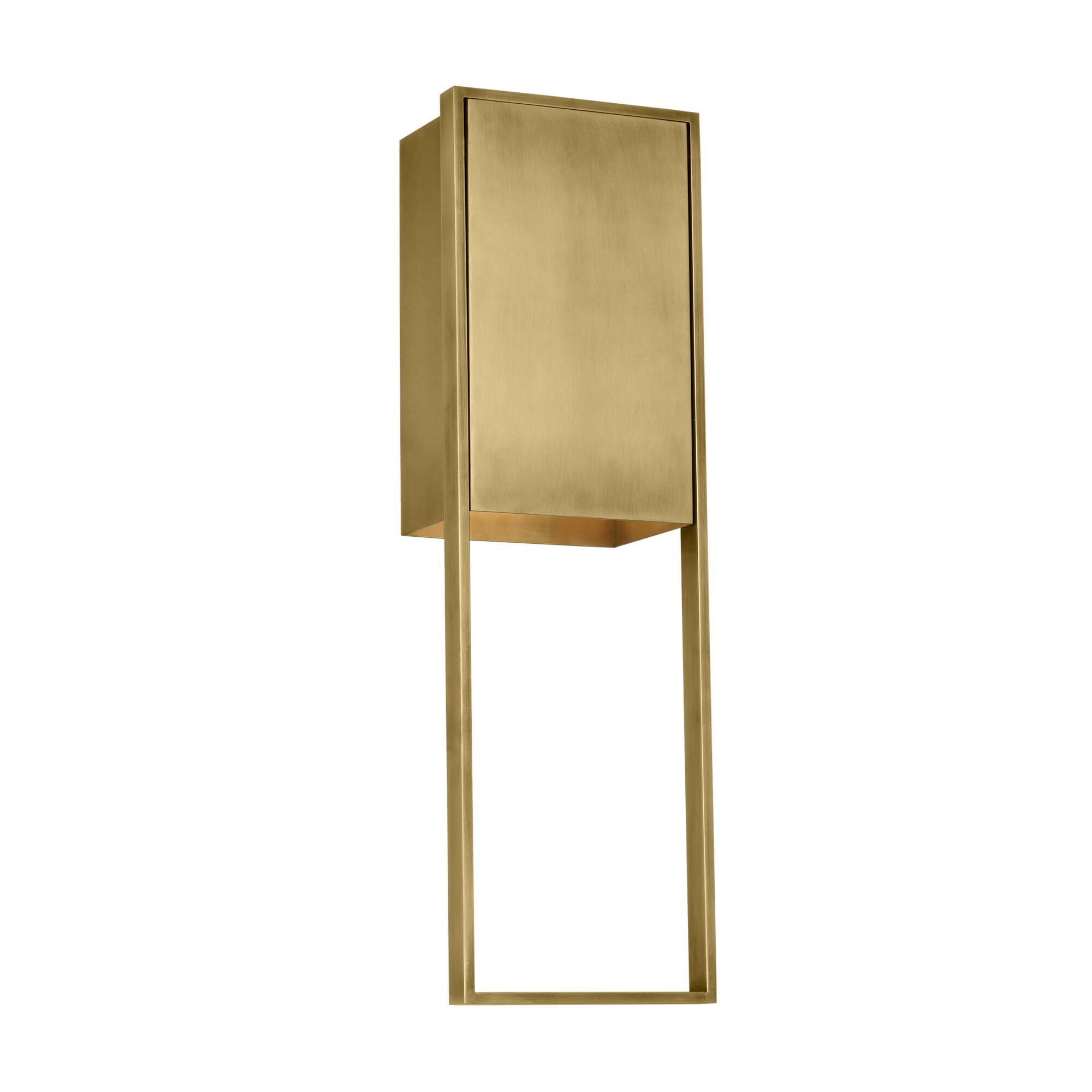 Shown in Hand-Rubbed Antique Brass finish and Brass shade