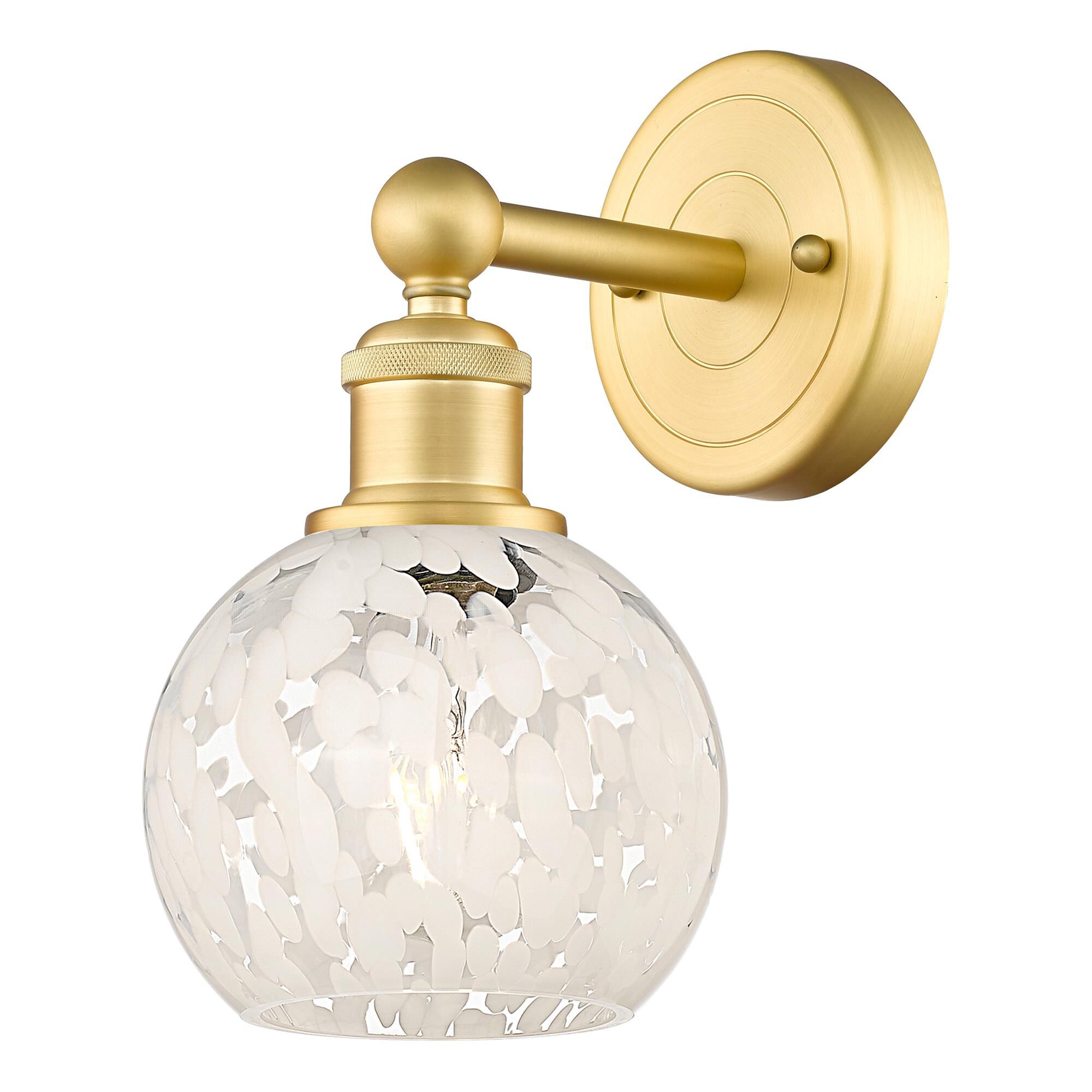 Shown in Satin Gold finish and White Mouchette glass