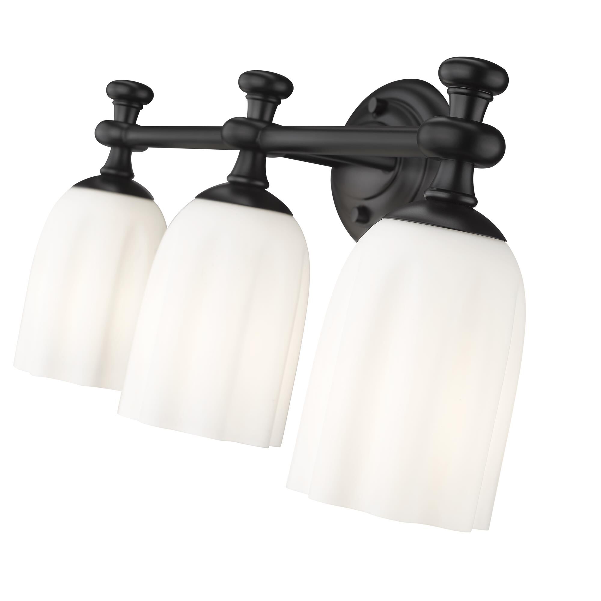 Shown in Matte Black finish and Opal Etched glass and Opal Etched shade