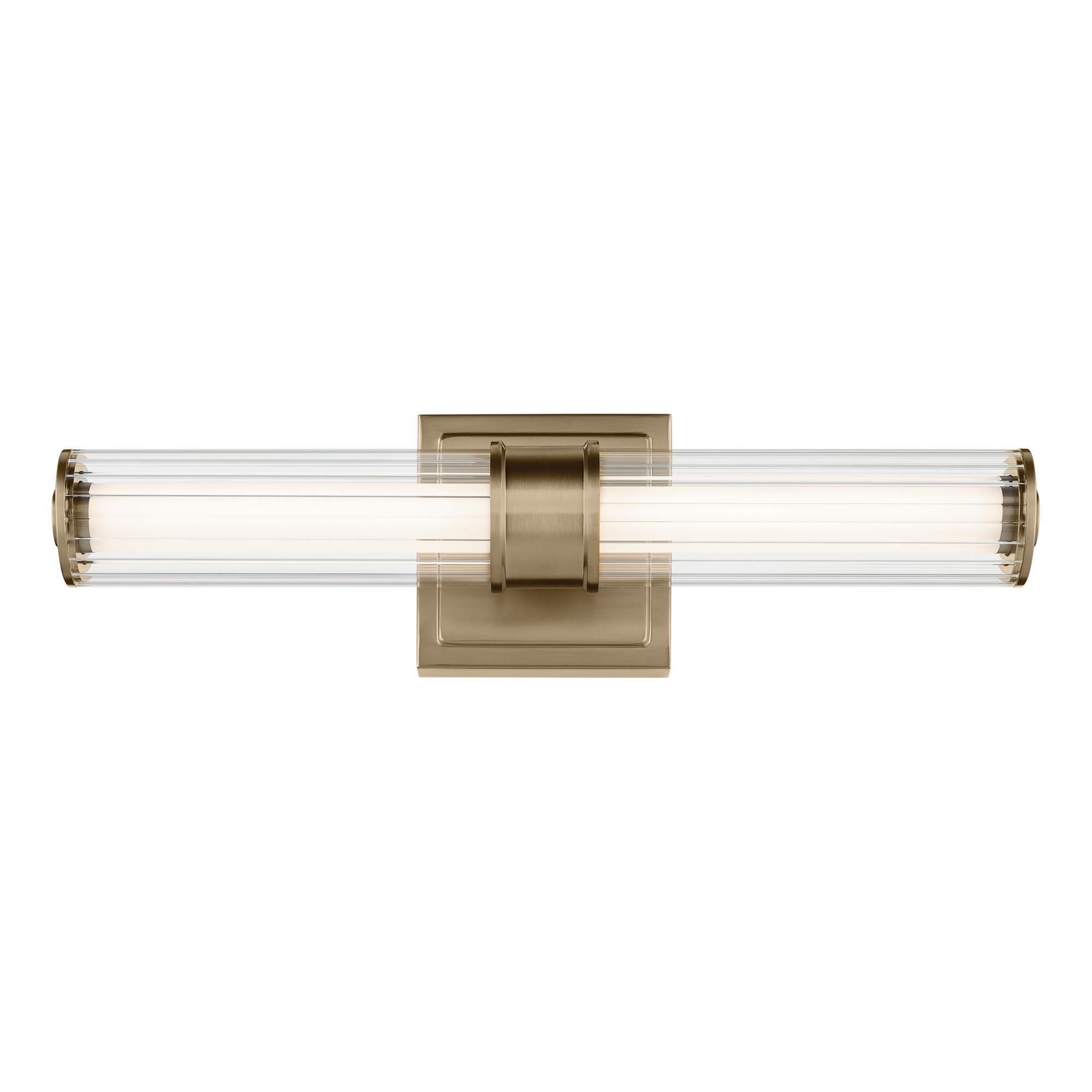 Shown in Champagne Bronze finish and Clear Fluted glass