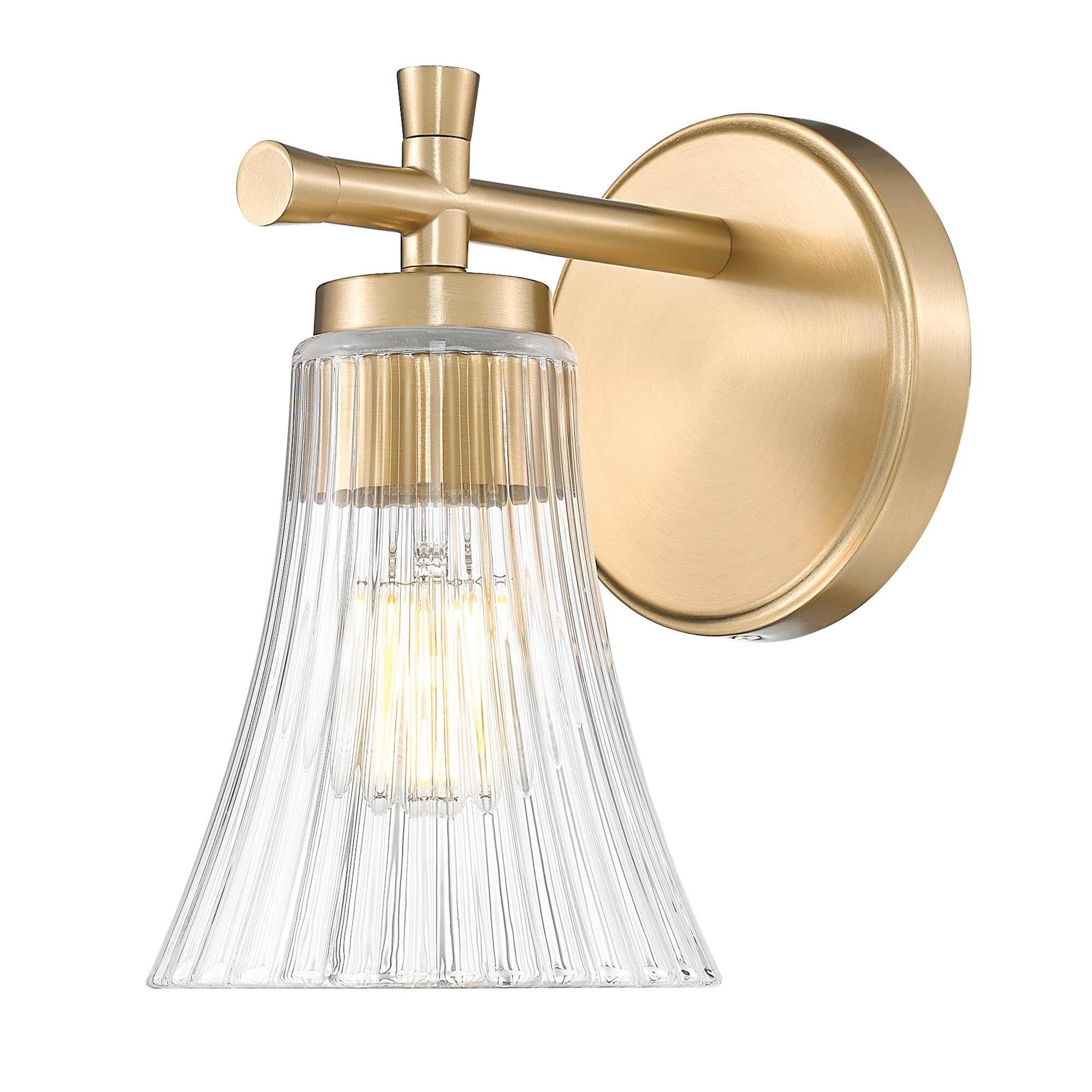 Shown in Modern Gold finish and Clear glass and Clear shade