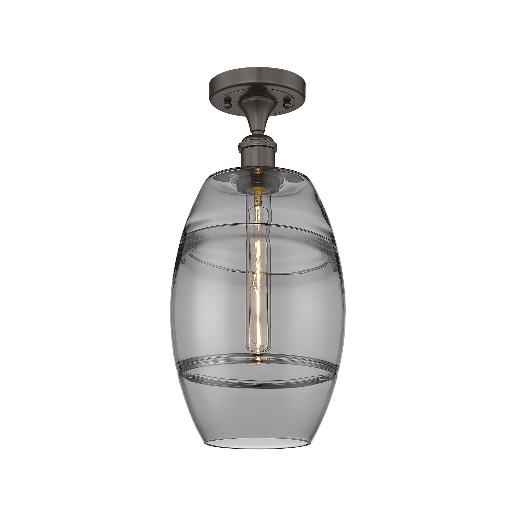 Shown in Oil Rubbed Bronze finish and Light Smoke glass