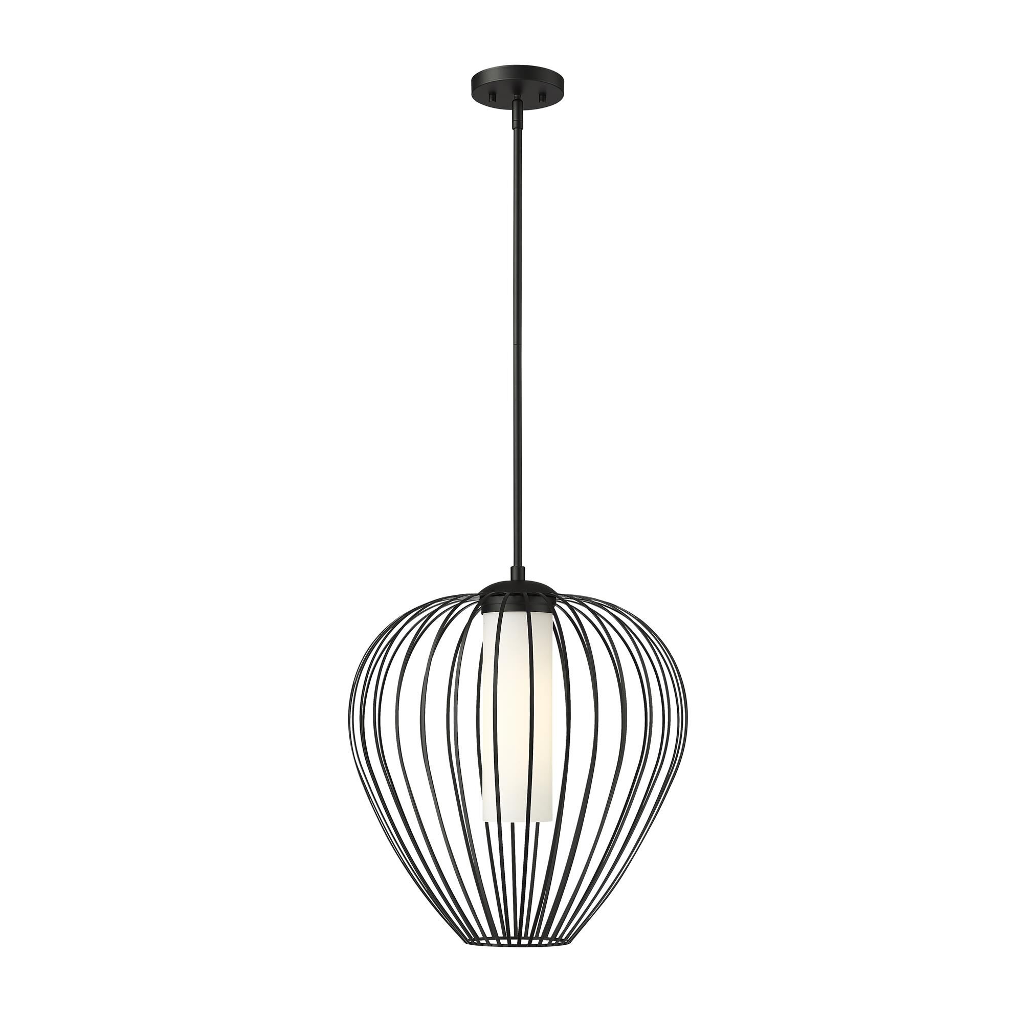 Shown in Matte Black finish and White Opal glass and White Opal shade