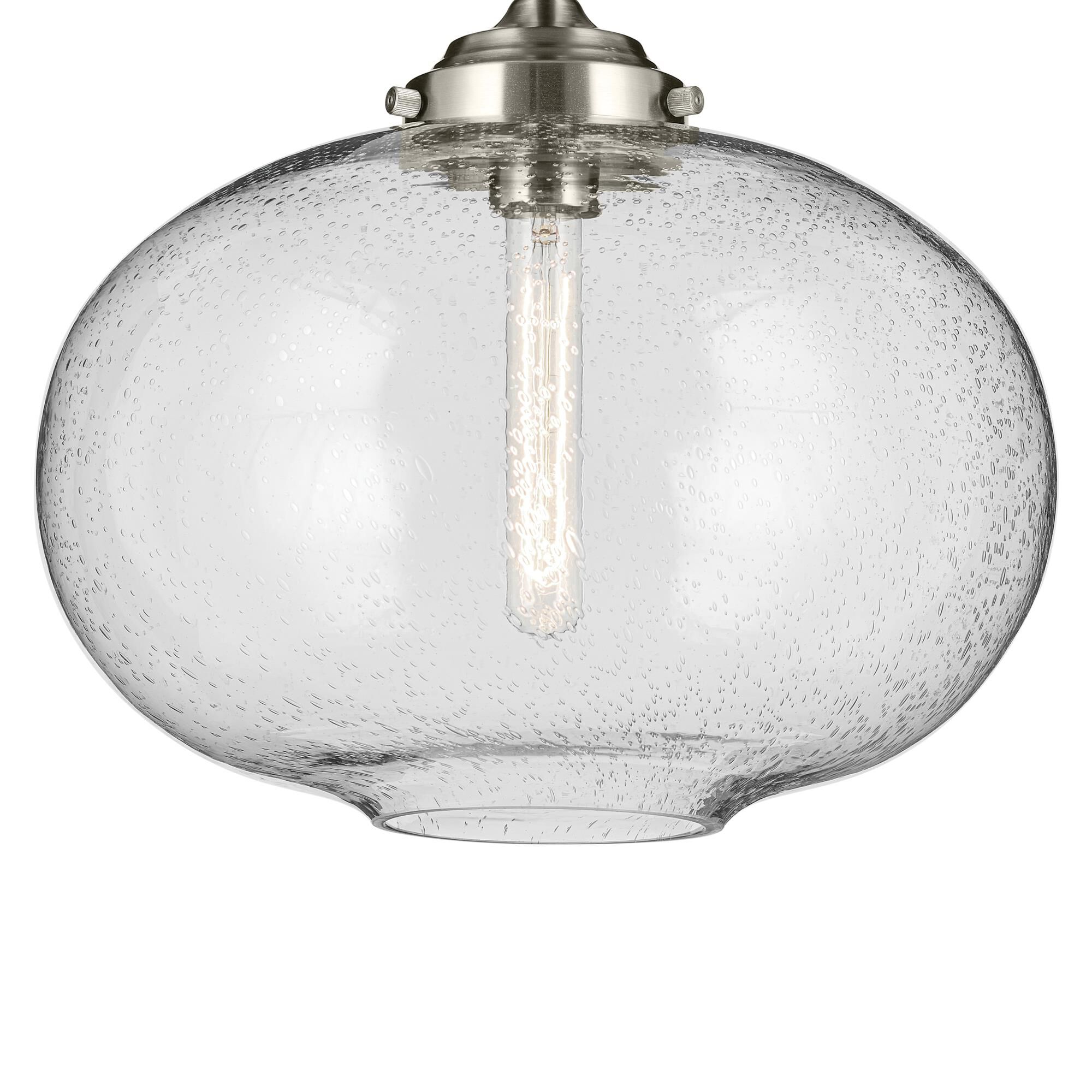 Shown in Brushed Nickel finish and Clear glass