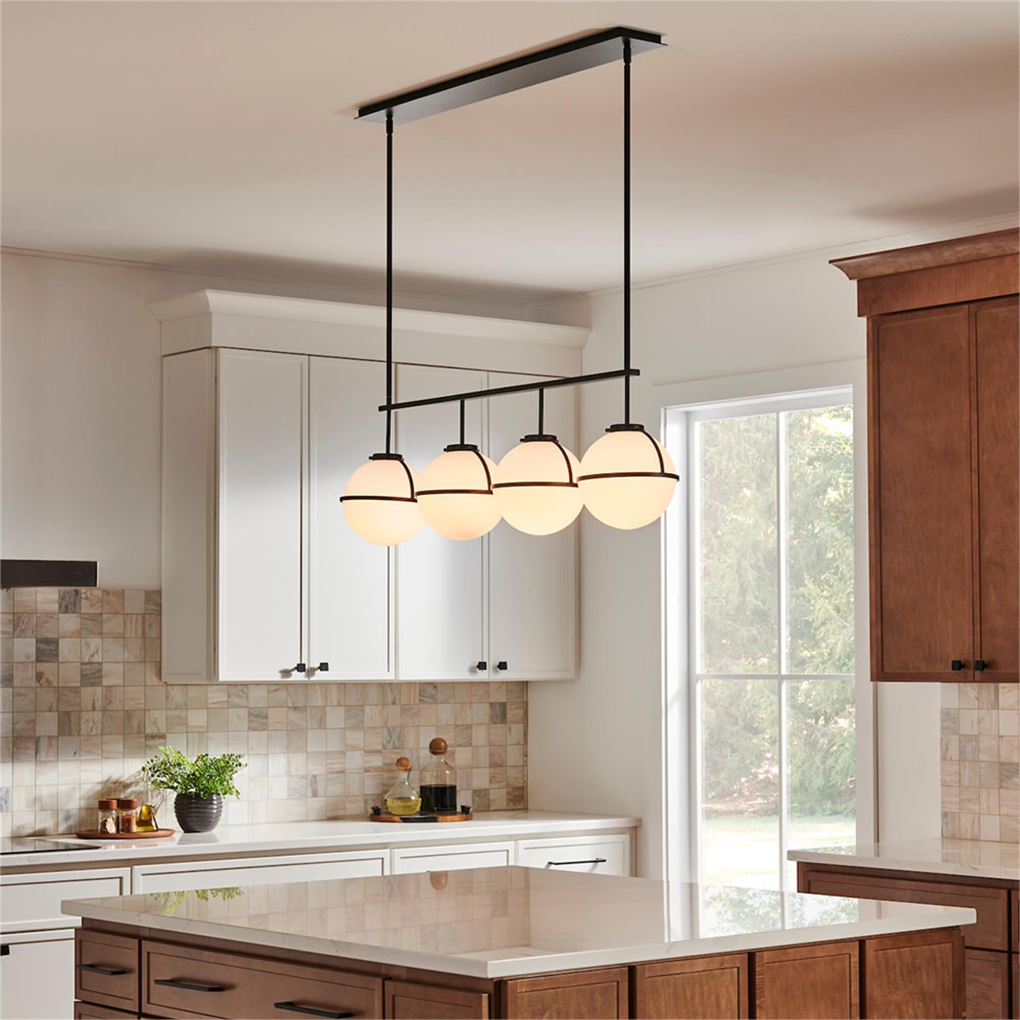 Shown in Black finish and Etched Opal glass