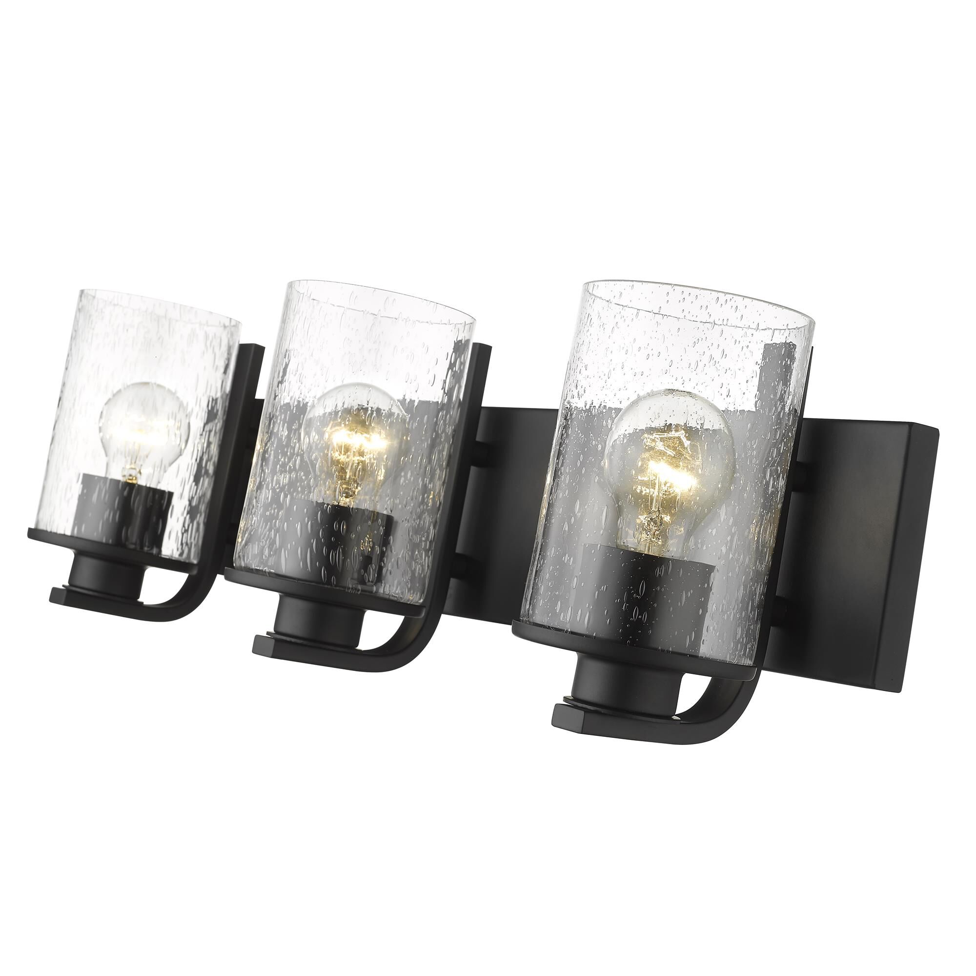 Shown in Matte Black finish and Glass shade