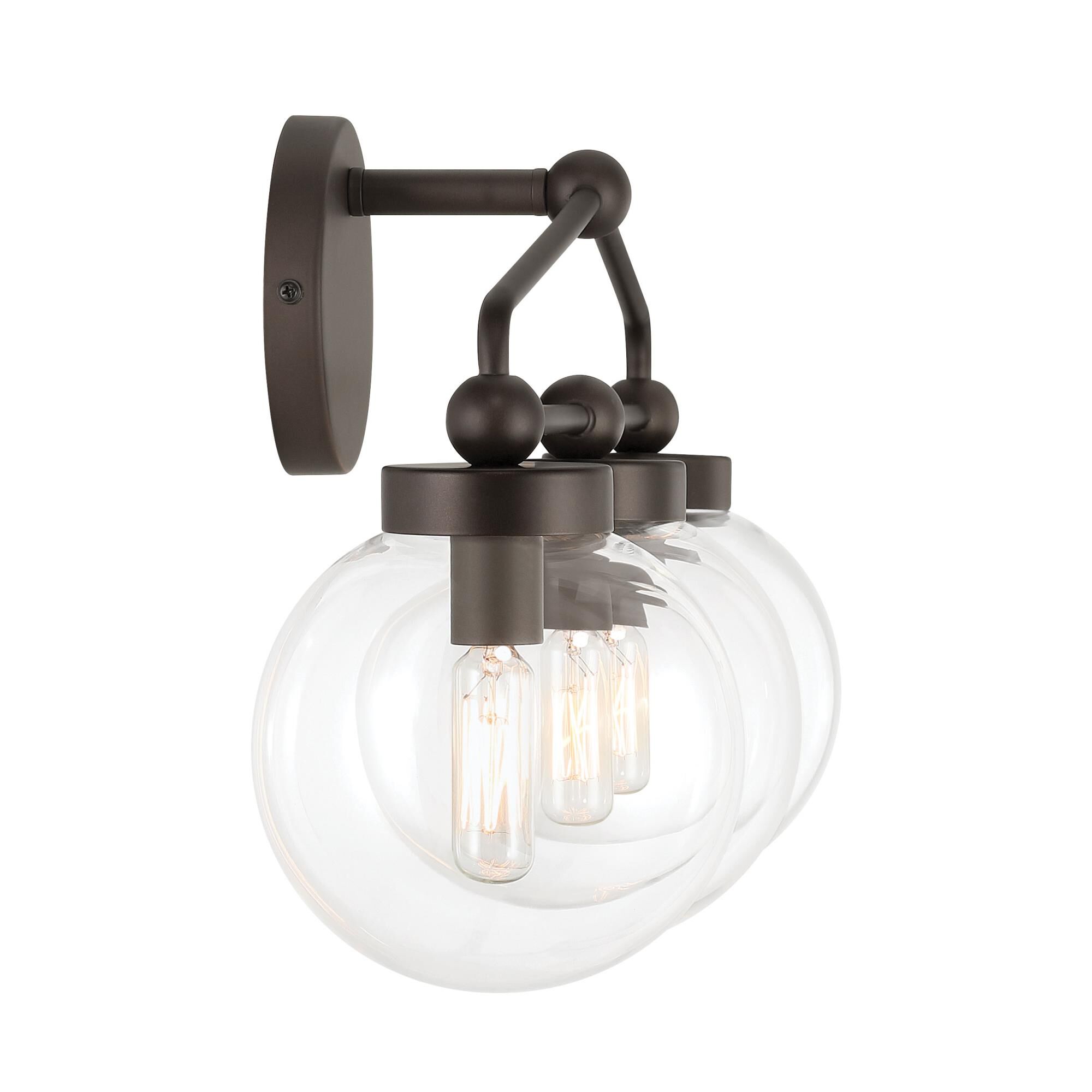 Shown in Dark Bronze finish and Clear glass and Glass shade