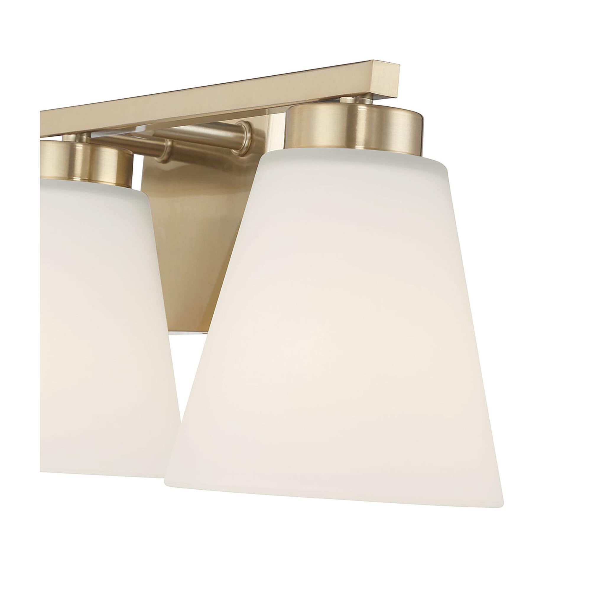 Shown in Modern Gold finish and White Frosted glass