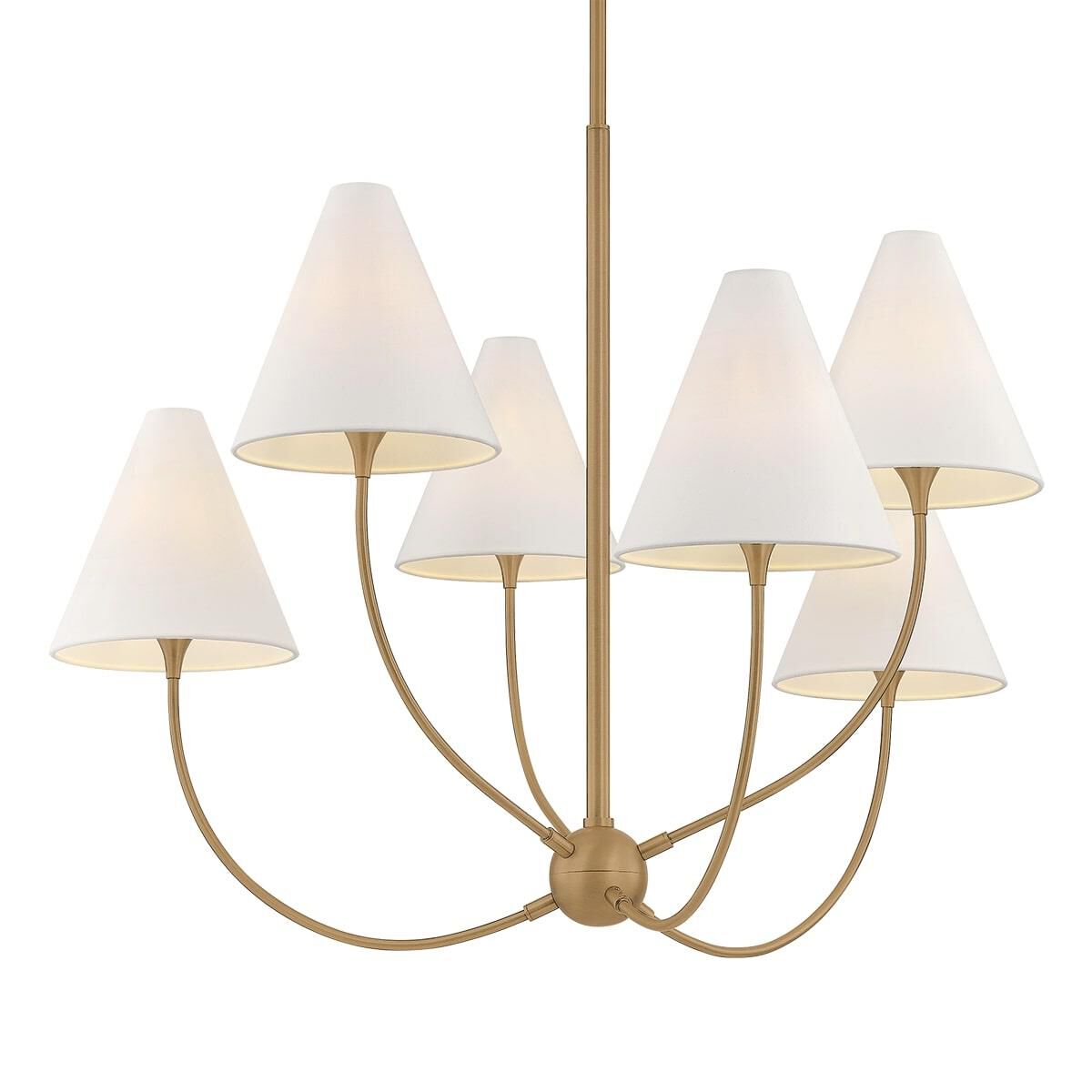 Shown in Patina Brass finish and Off White Linen shade