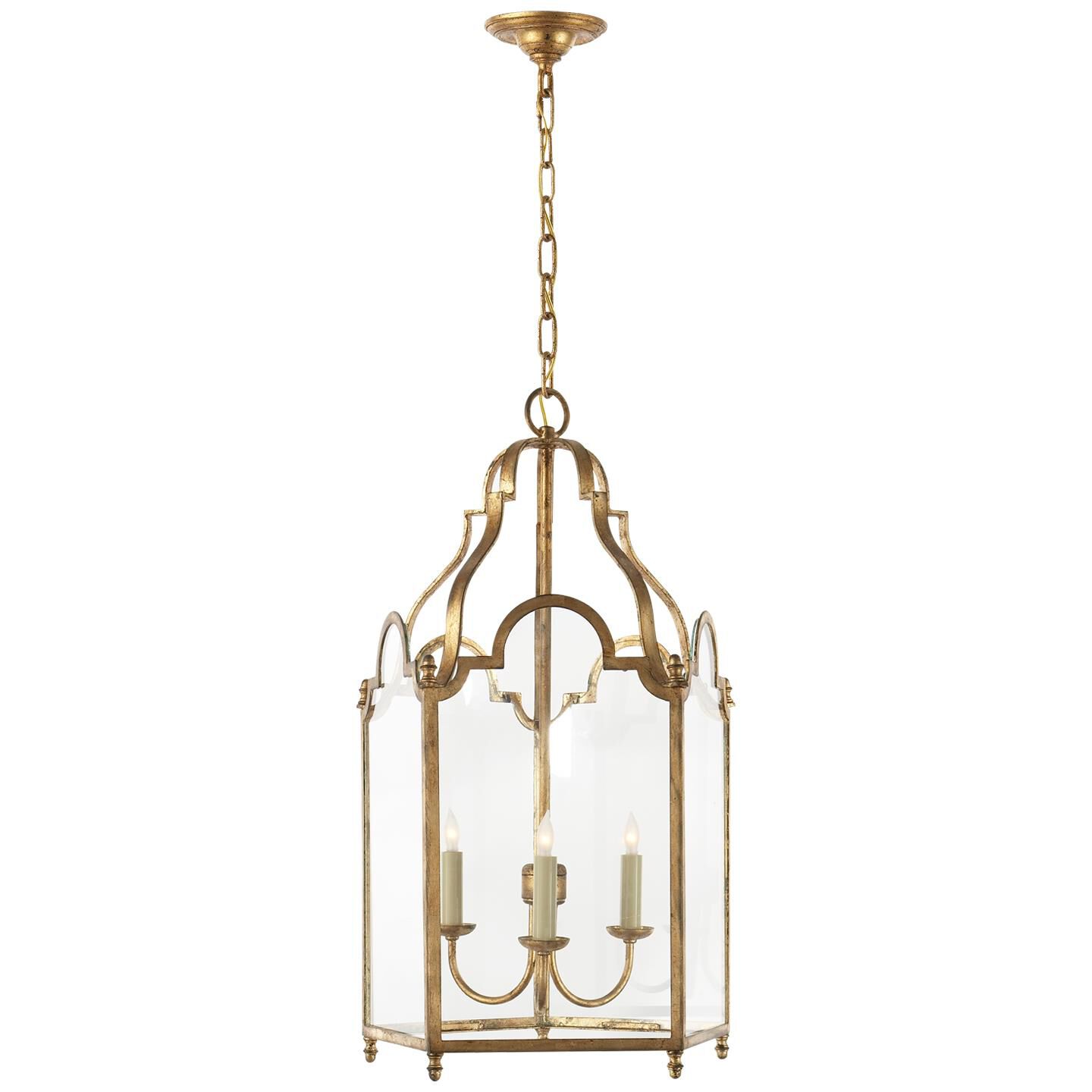 Shown in Gilded Iron finish and Clear glass