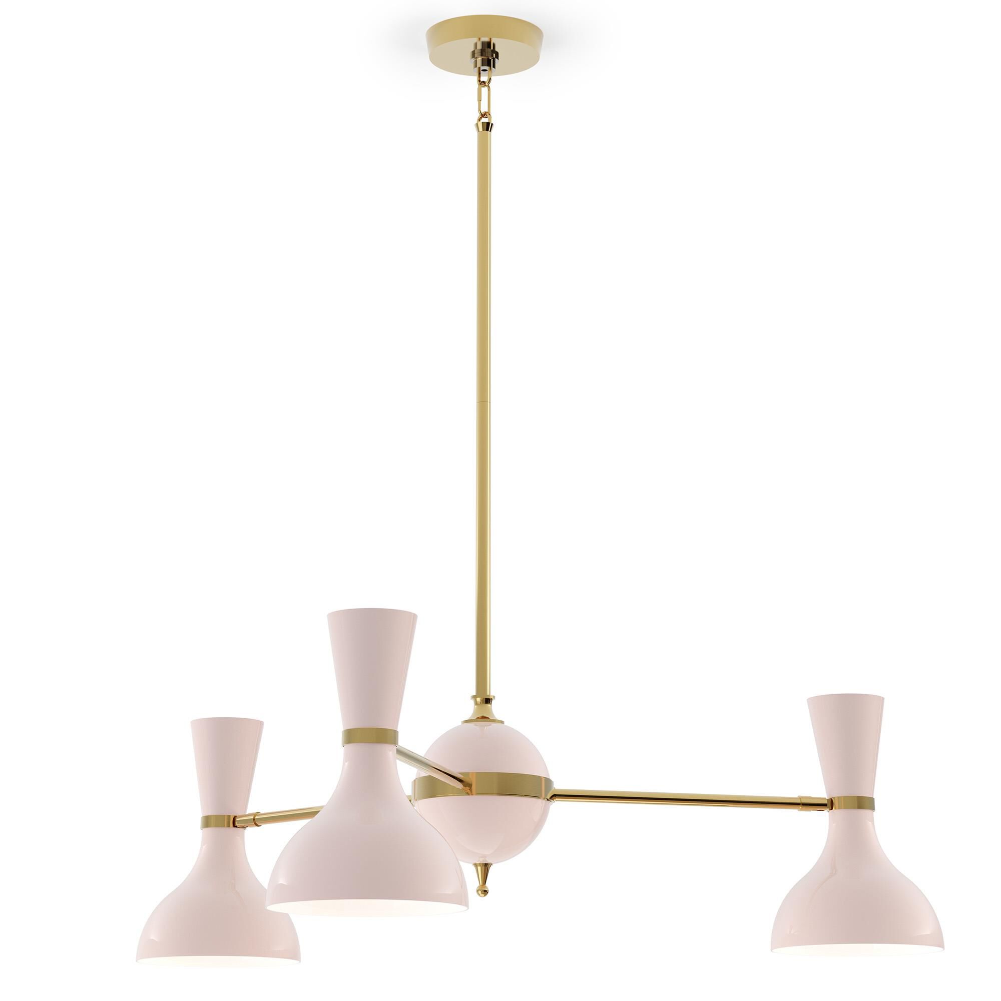 Shown in Modern Brass finish and Rose Water shade