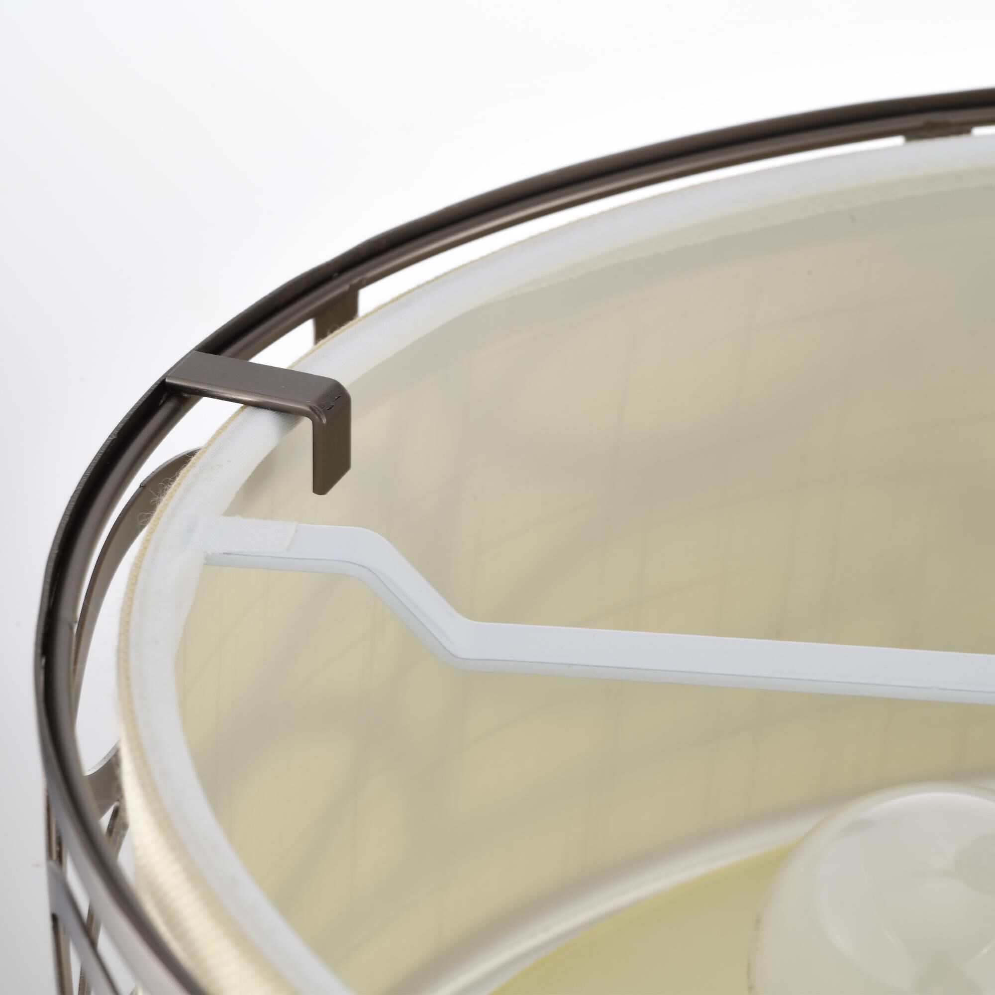 Shown in Hazel Bronze finish and Khaki Fabric shade