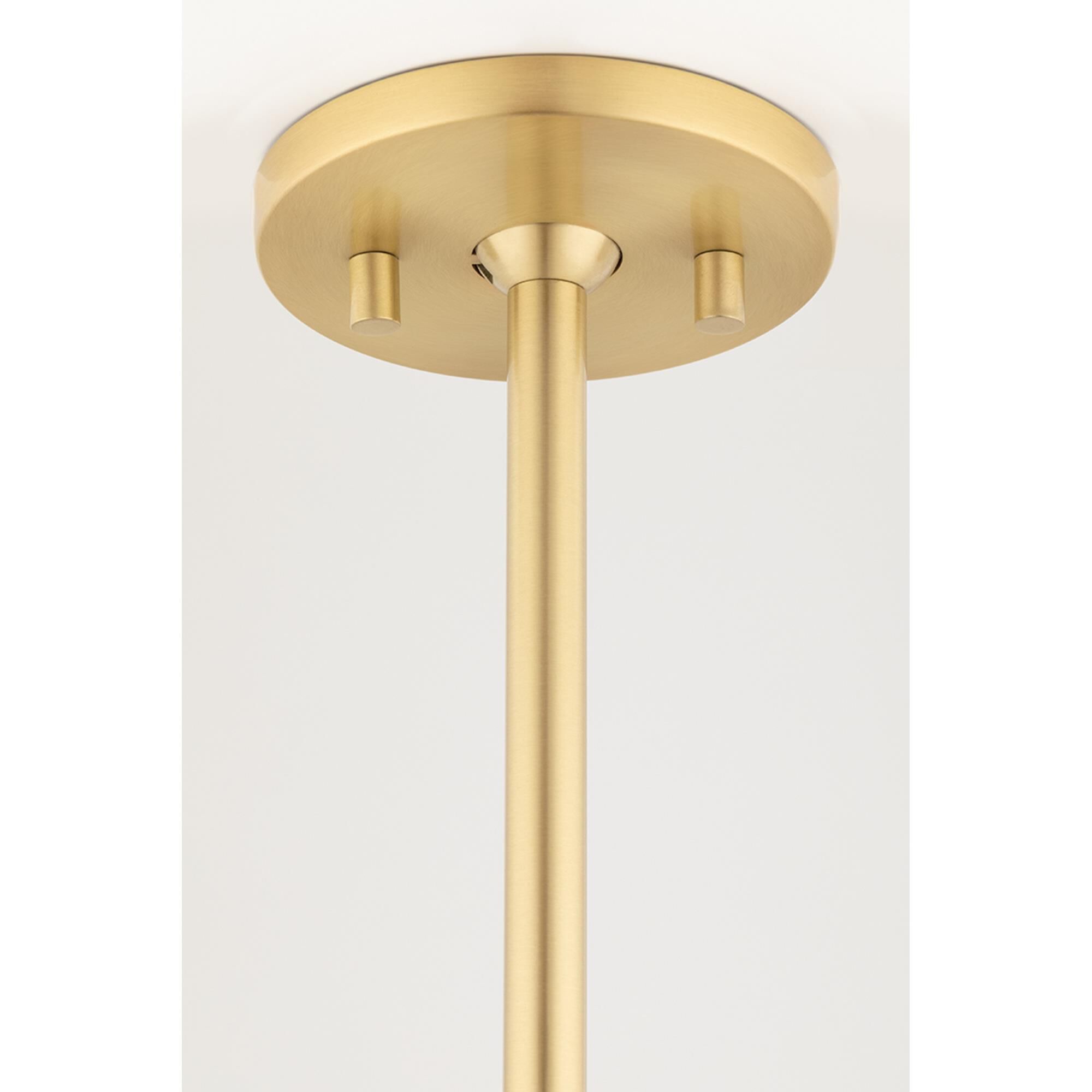 Shown in Aged Brass finish and Opal Etched glass