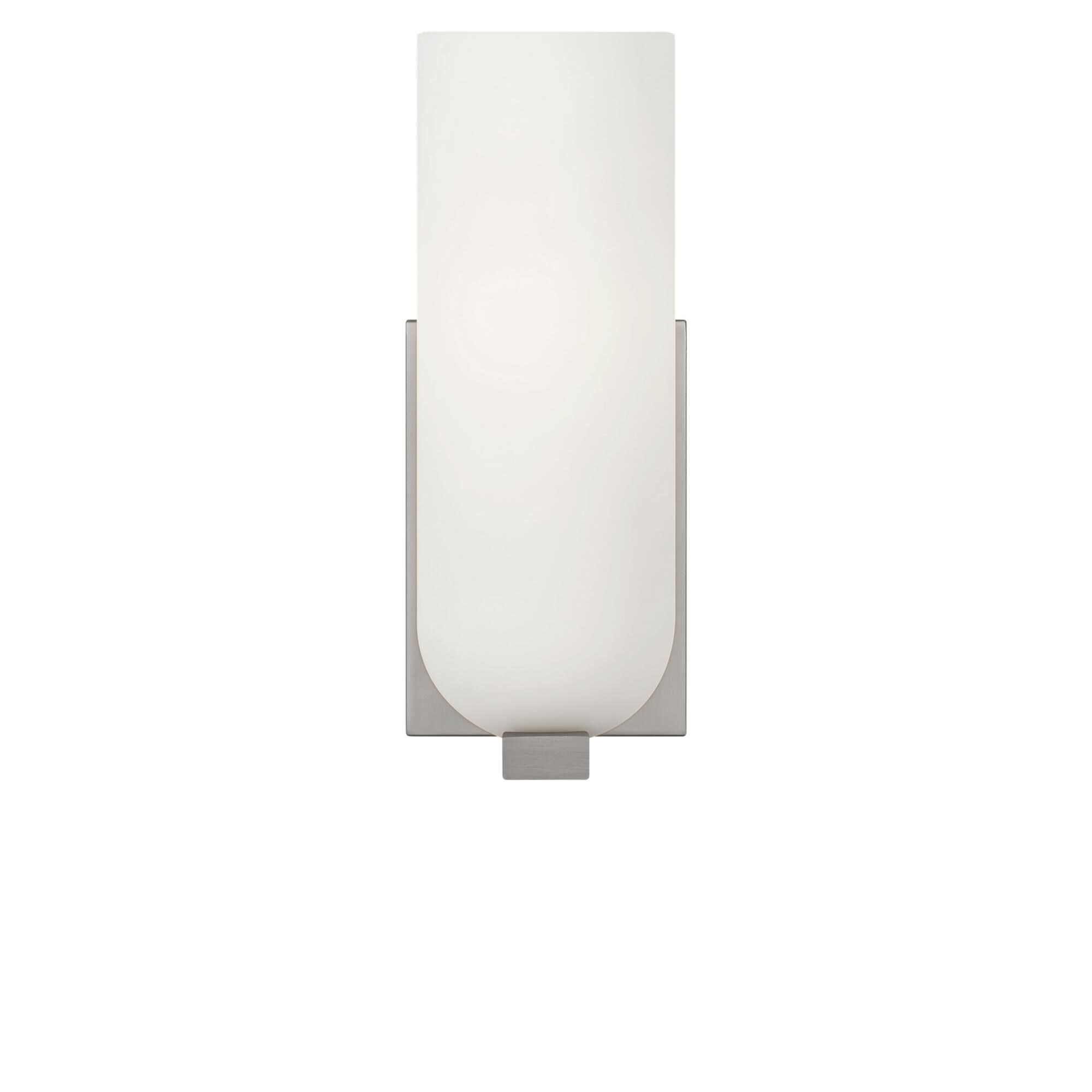 Shown in Brushed Nickel finish and Etched White glass