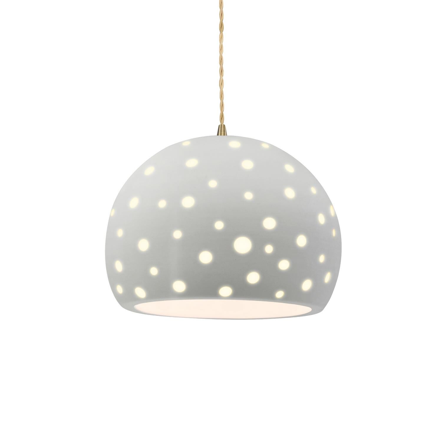 Shown in Antique Brass finish and Matte White shade