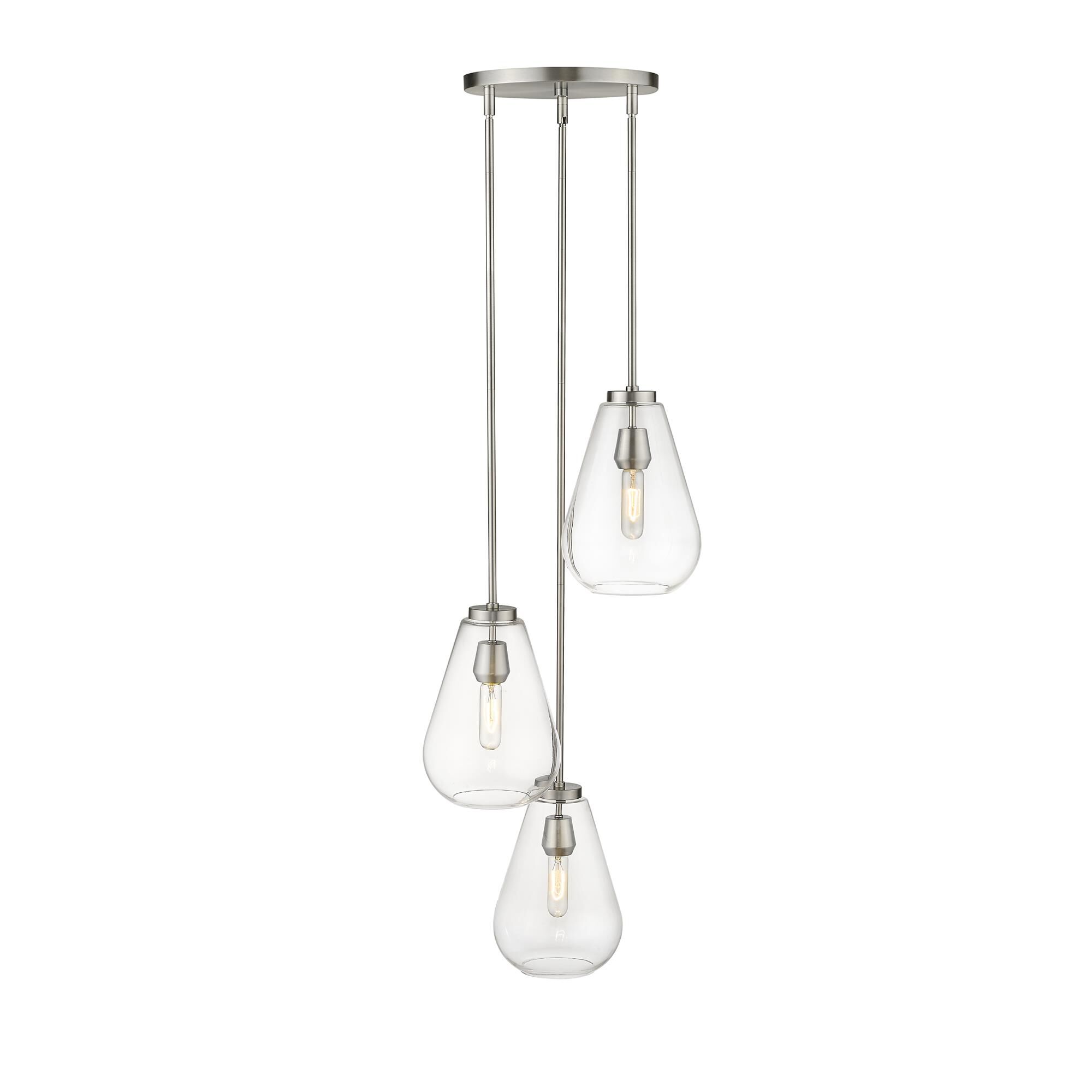 Shown in Brushed Nickel finish and Glass shade