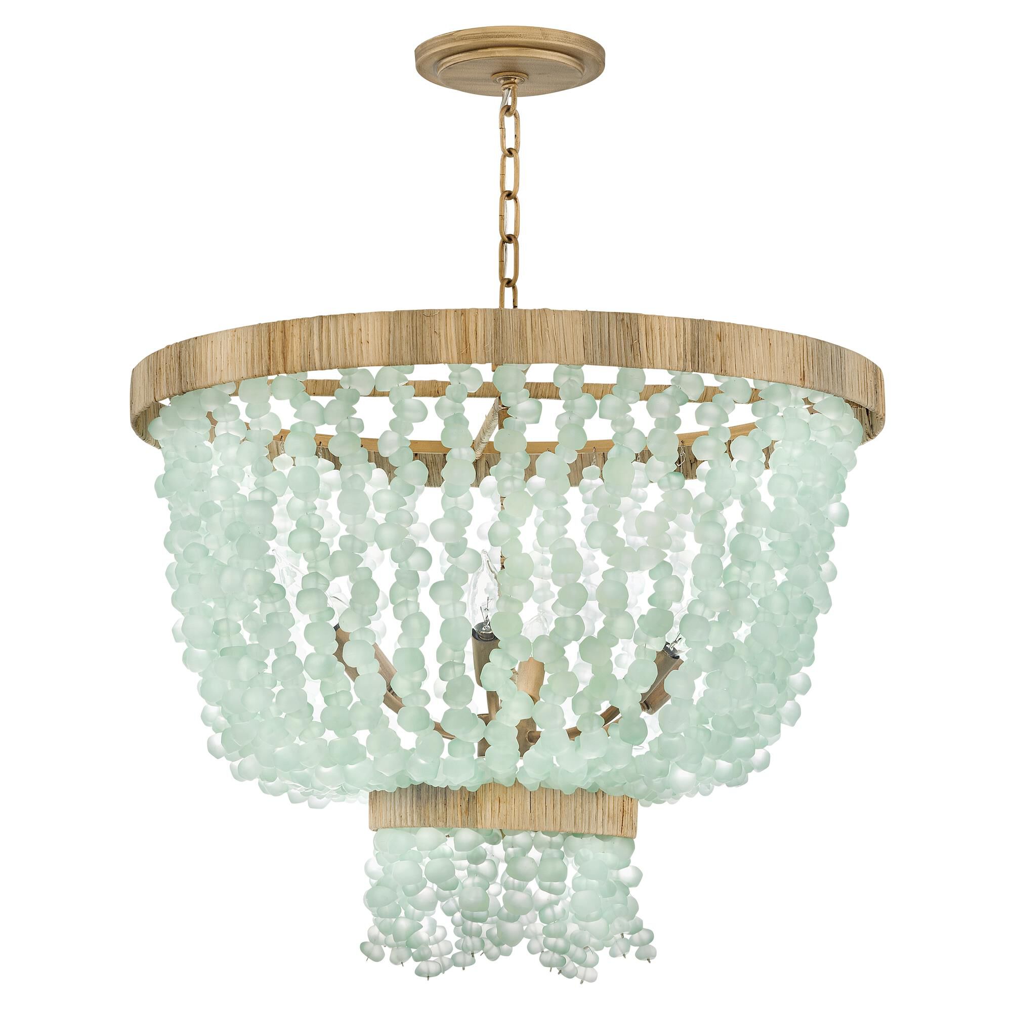 Shown in Burnished Gold finish and Blue Sea glass