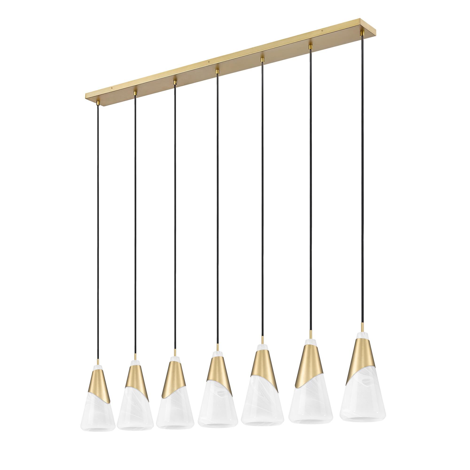 Shown in Modern Gold finish and White Swirl glass and White Swirl shade