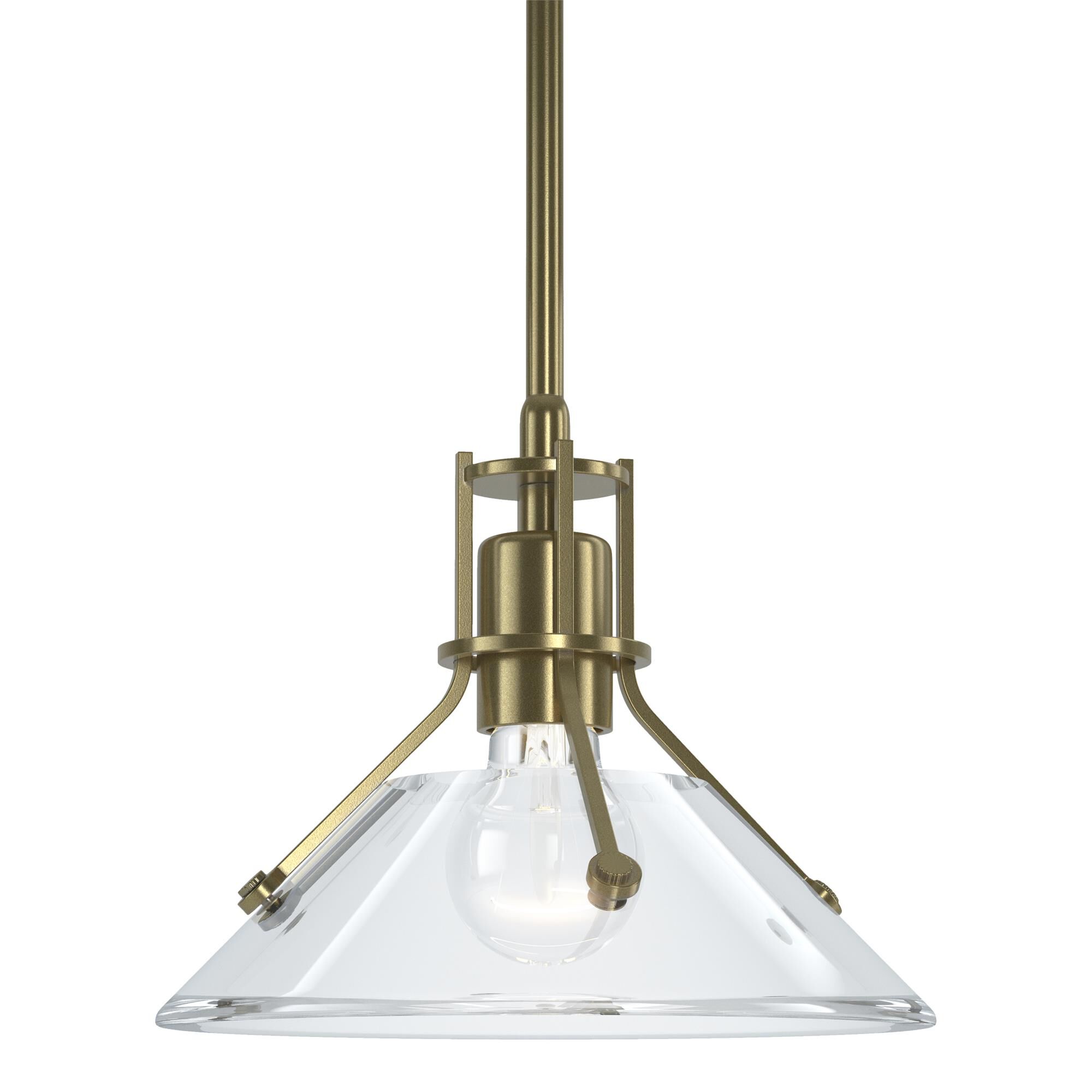 Shown in Modern Brass finish and Clear glass