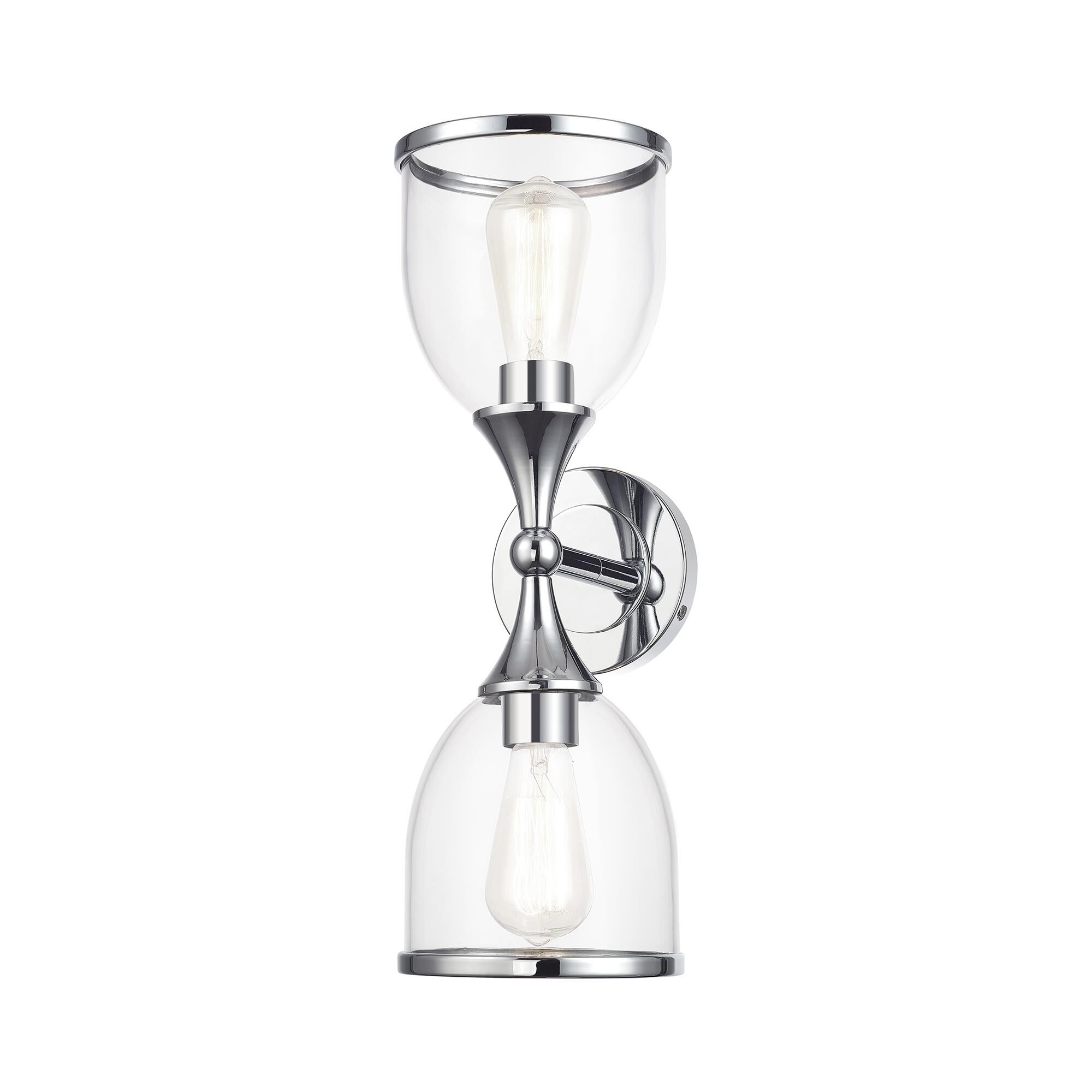 Shown in Polished Chrome finish and Mouth Blown Clear glass