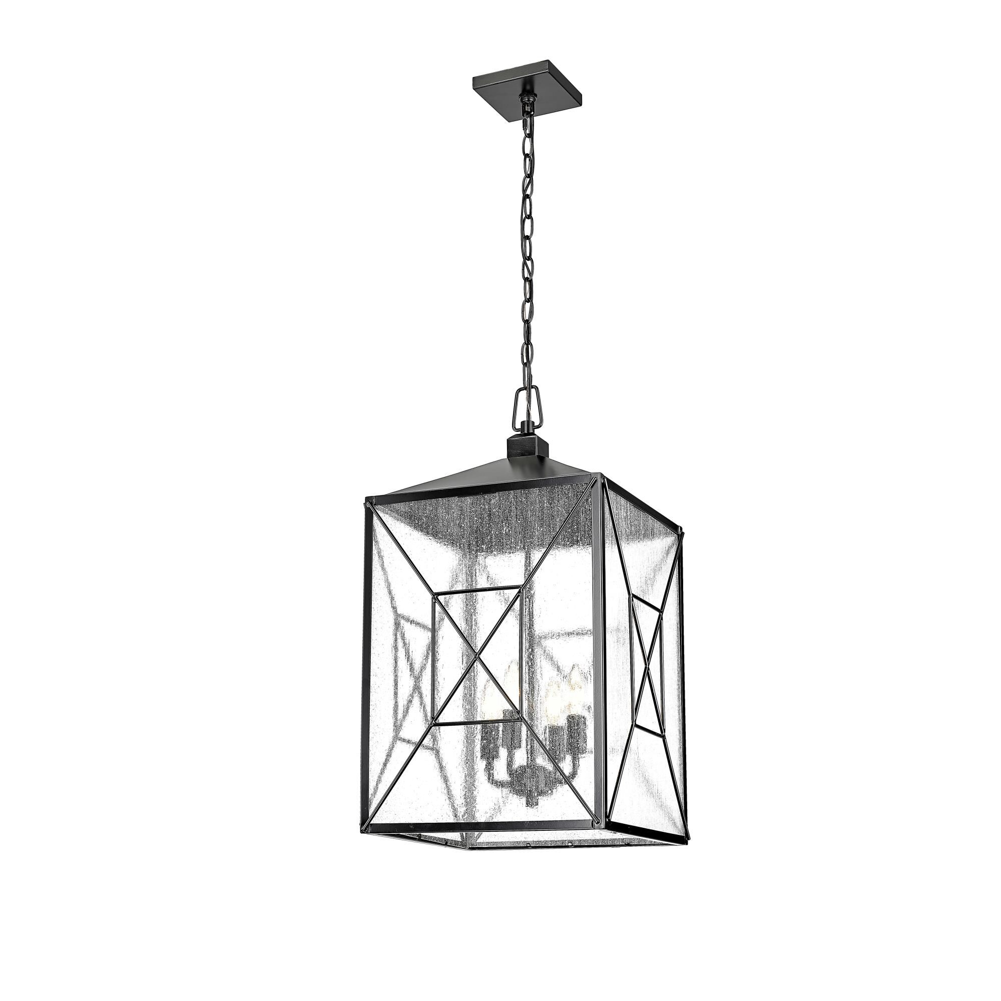 Shown in Powder Coated Black finish and Clear Seeded glass