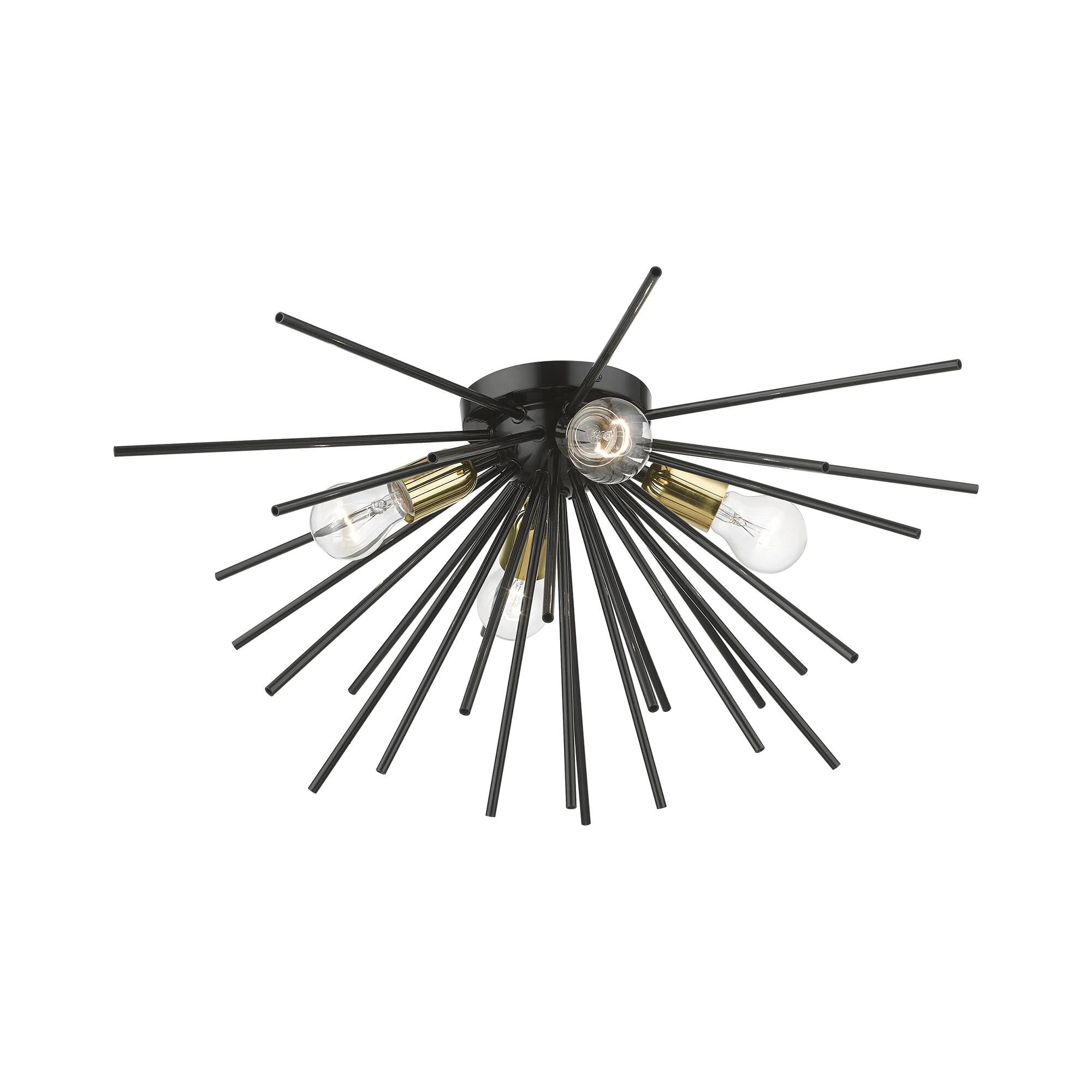 Shown in Shiny Black with Polished Brass Accents finish and Iron Pipe Rods shade