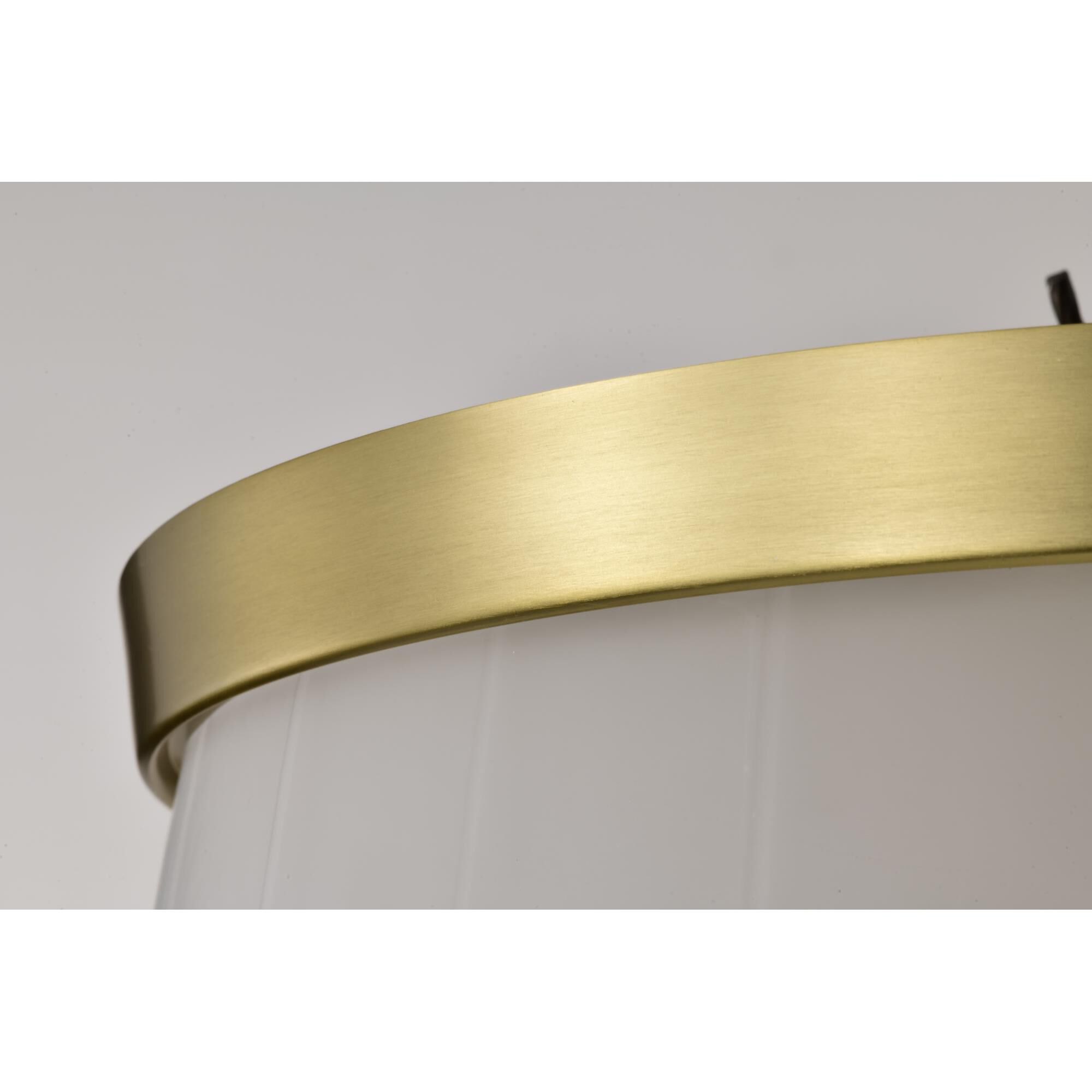 Shown in Vintage Brass finish and Etched White glass