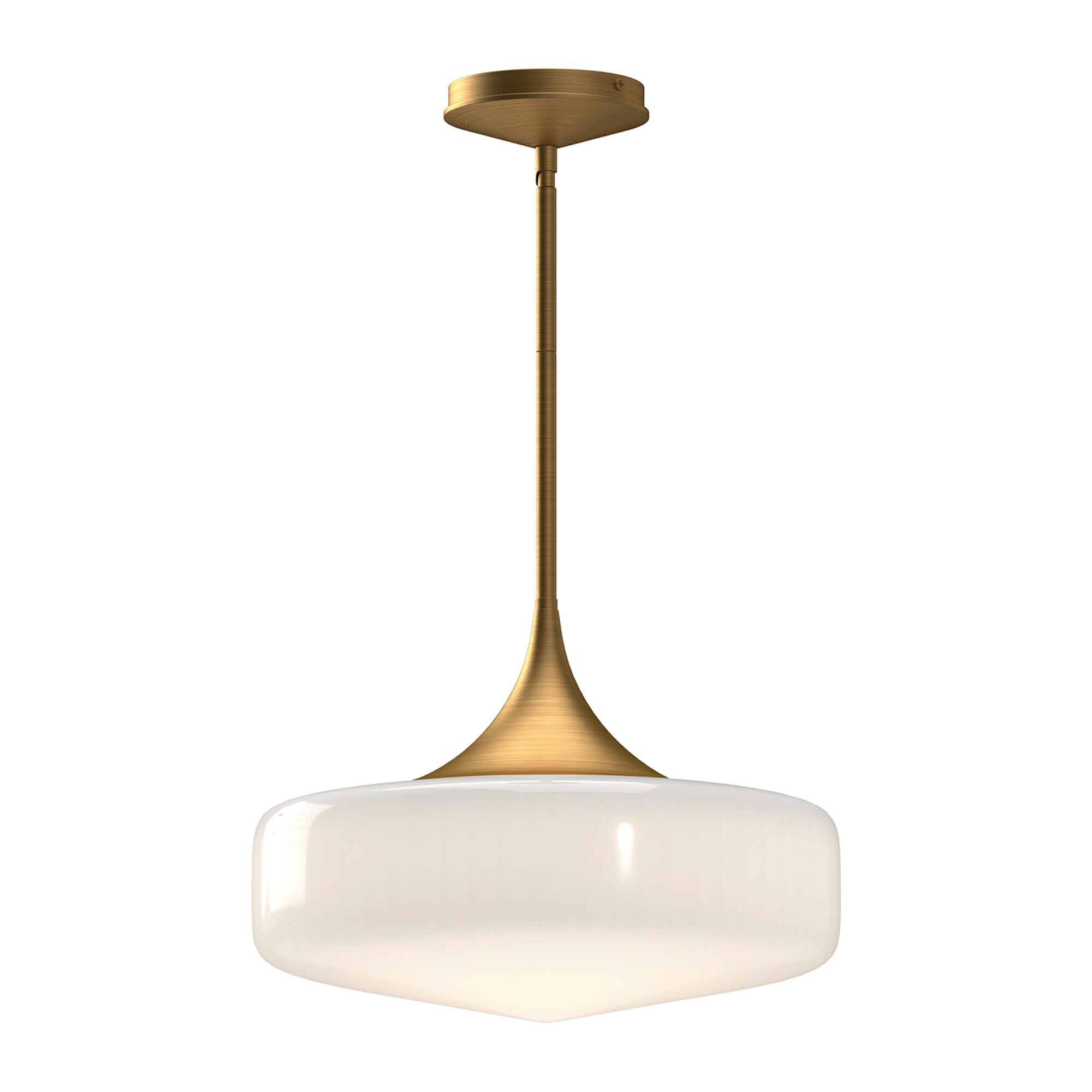 Shown in Aged Gold finish and Glossy Opal glass