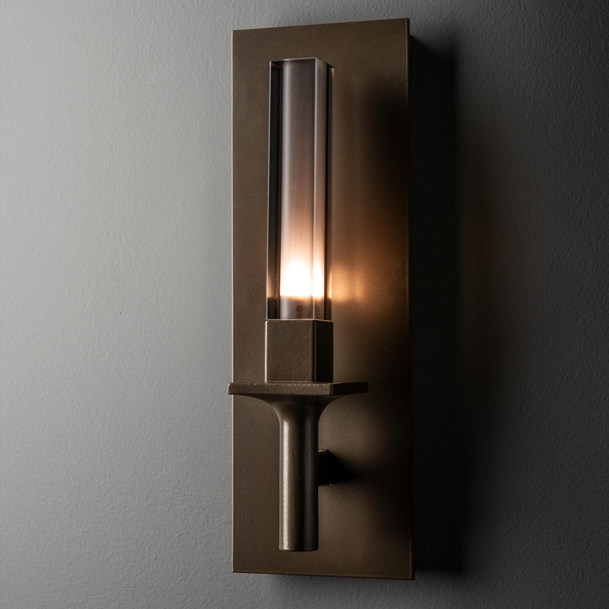 Shown in Bronze finish and Frosted glass