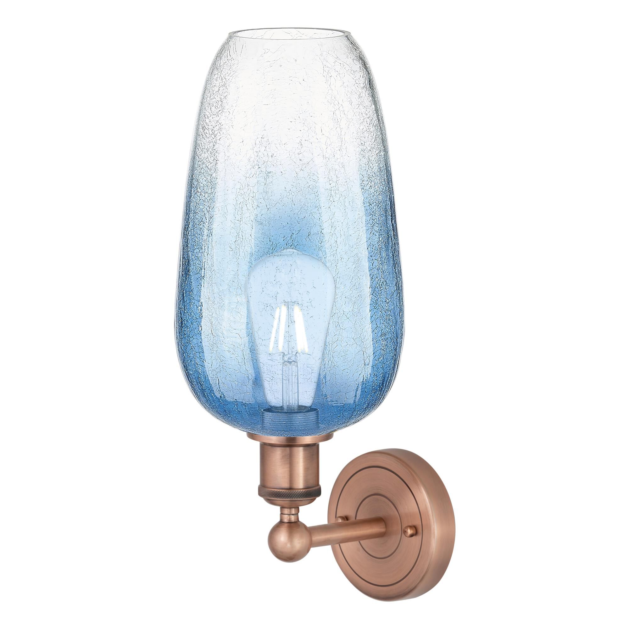 Shown in Antique Copper finish and Sapphire Blue glass