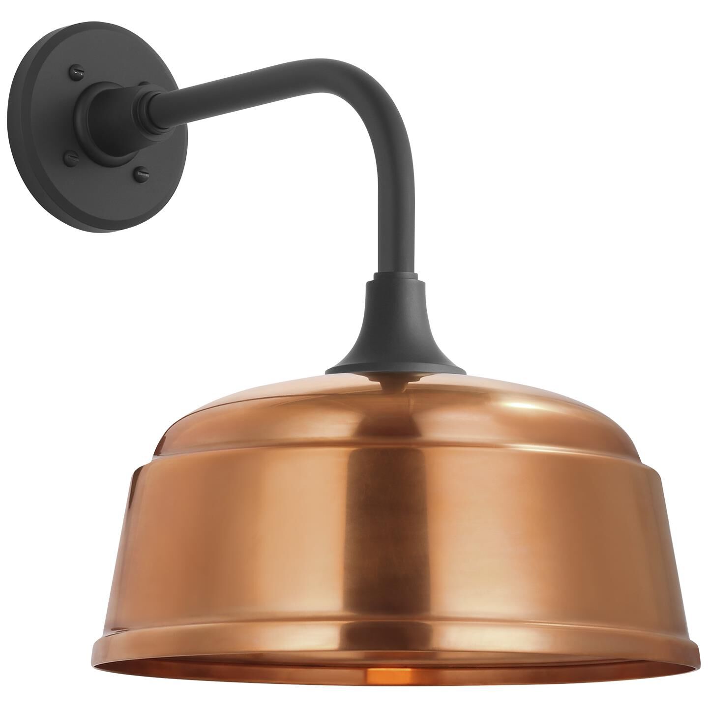 Shown in Matte Black finish and Soft Copper Rockhouse shade