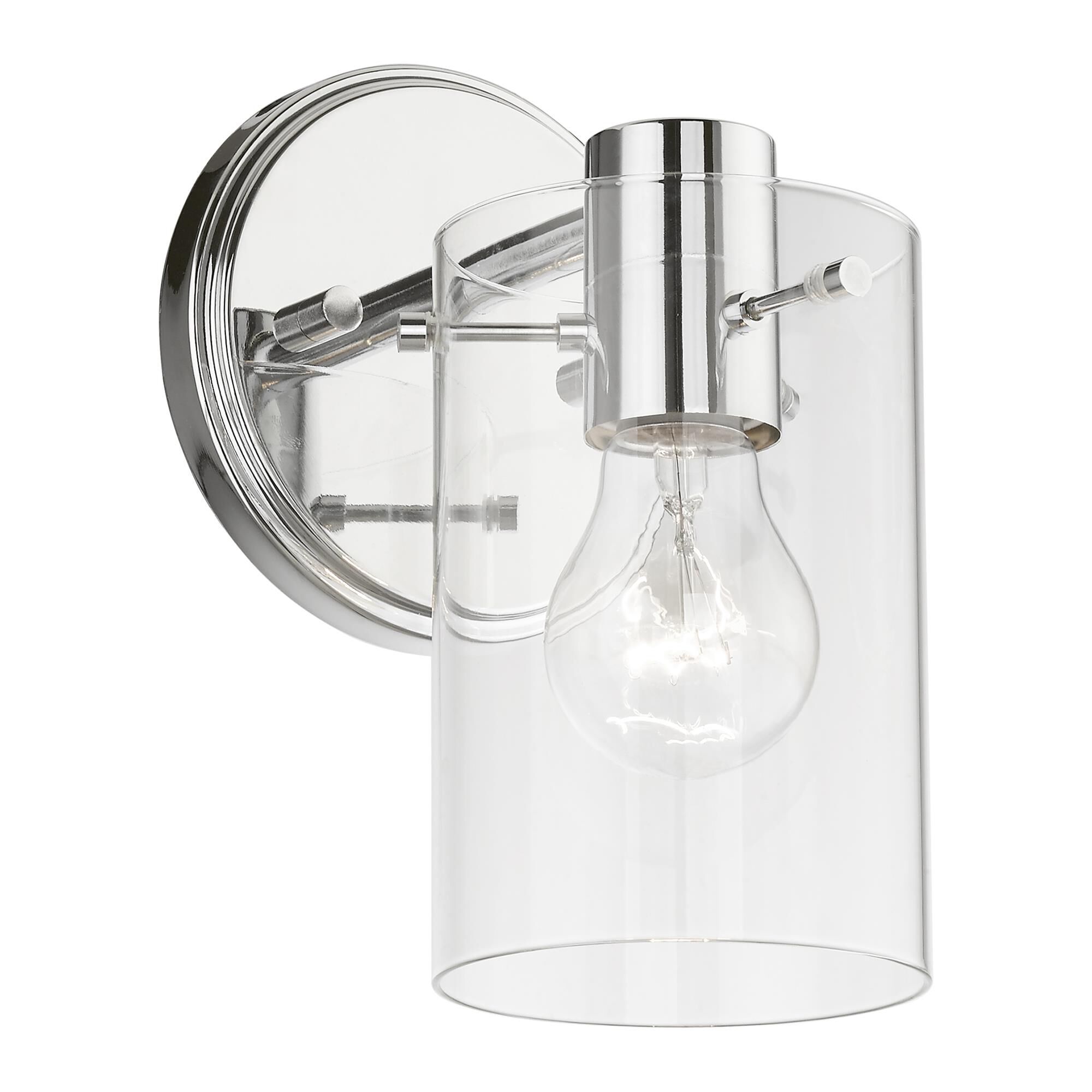 Shown in Polished Chrome finish and Clear glass