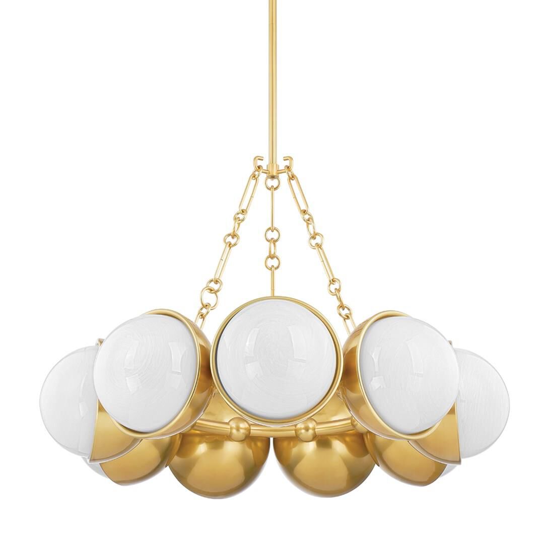 Shown in Vintage Polished Brass finish and Cloud, Inside Etched glass