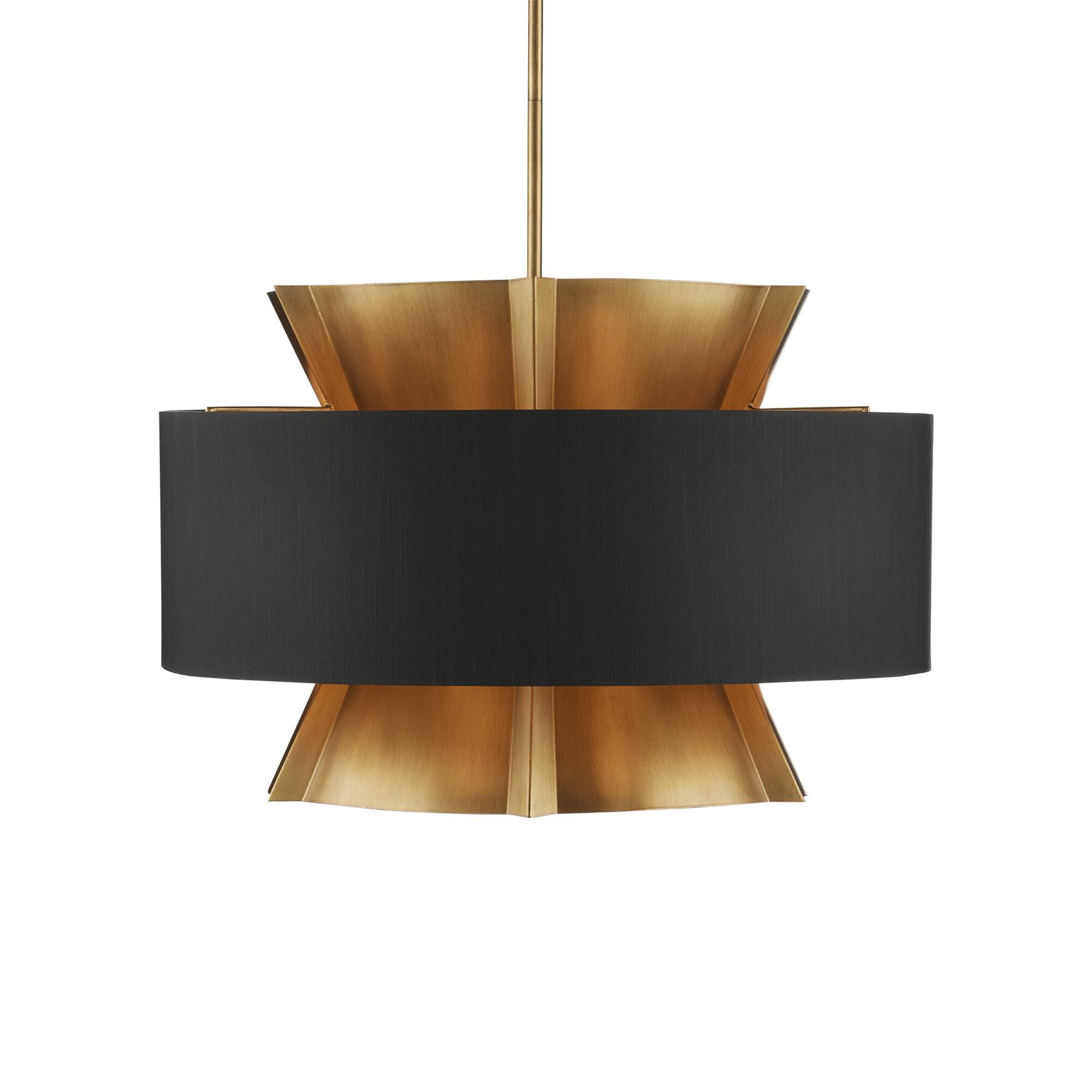 Shown in Brass/Black finish and Black Shantung shade