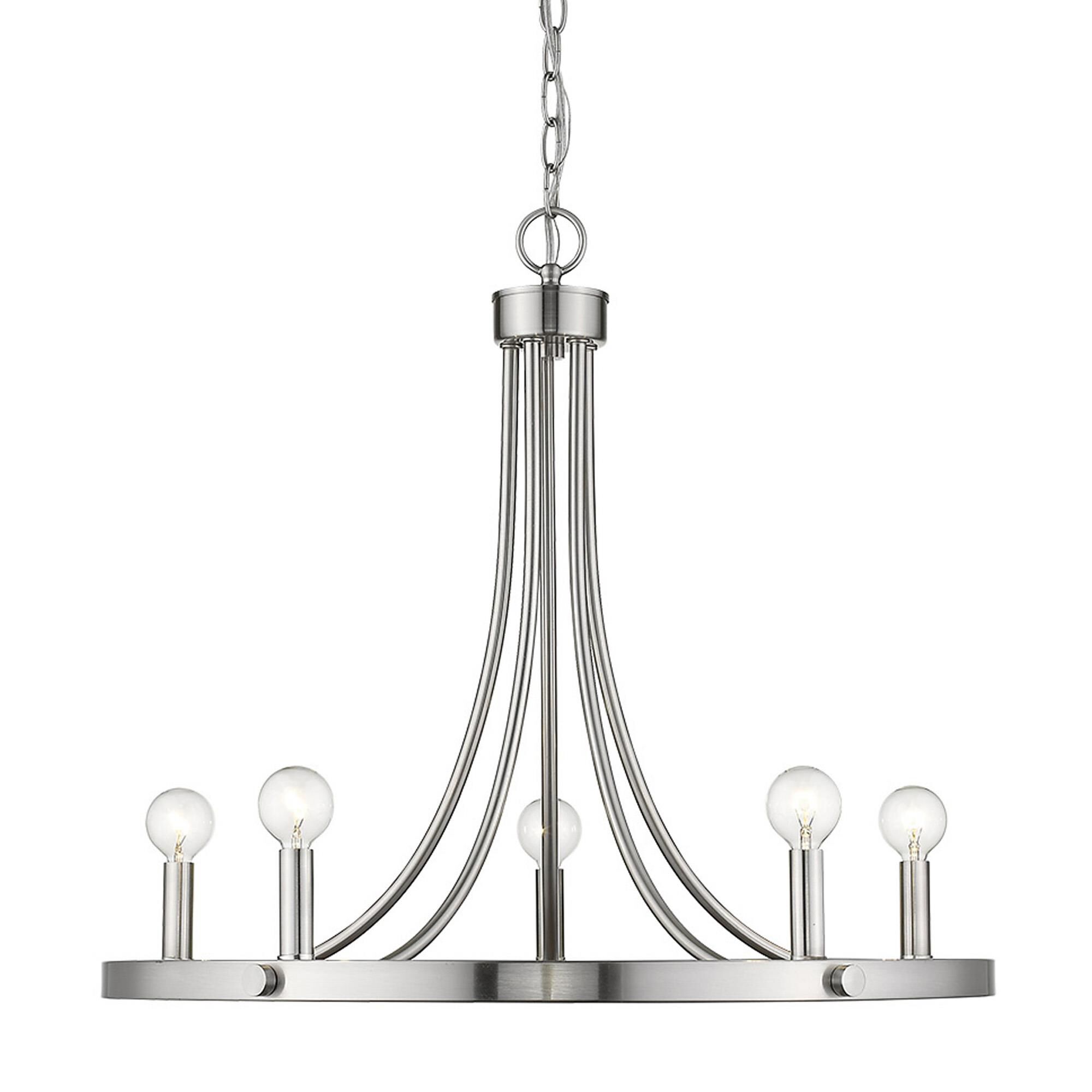 Shown in Satin Nickel finish and -- glass and -- shade