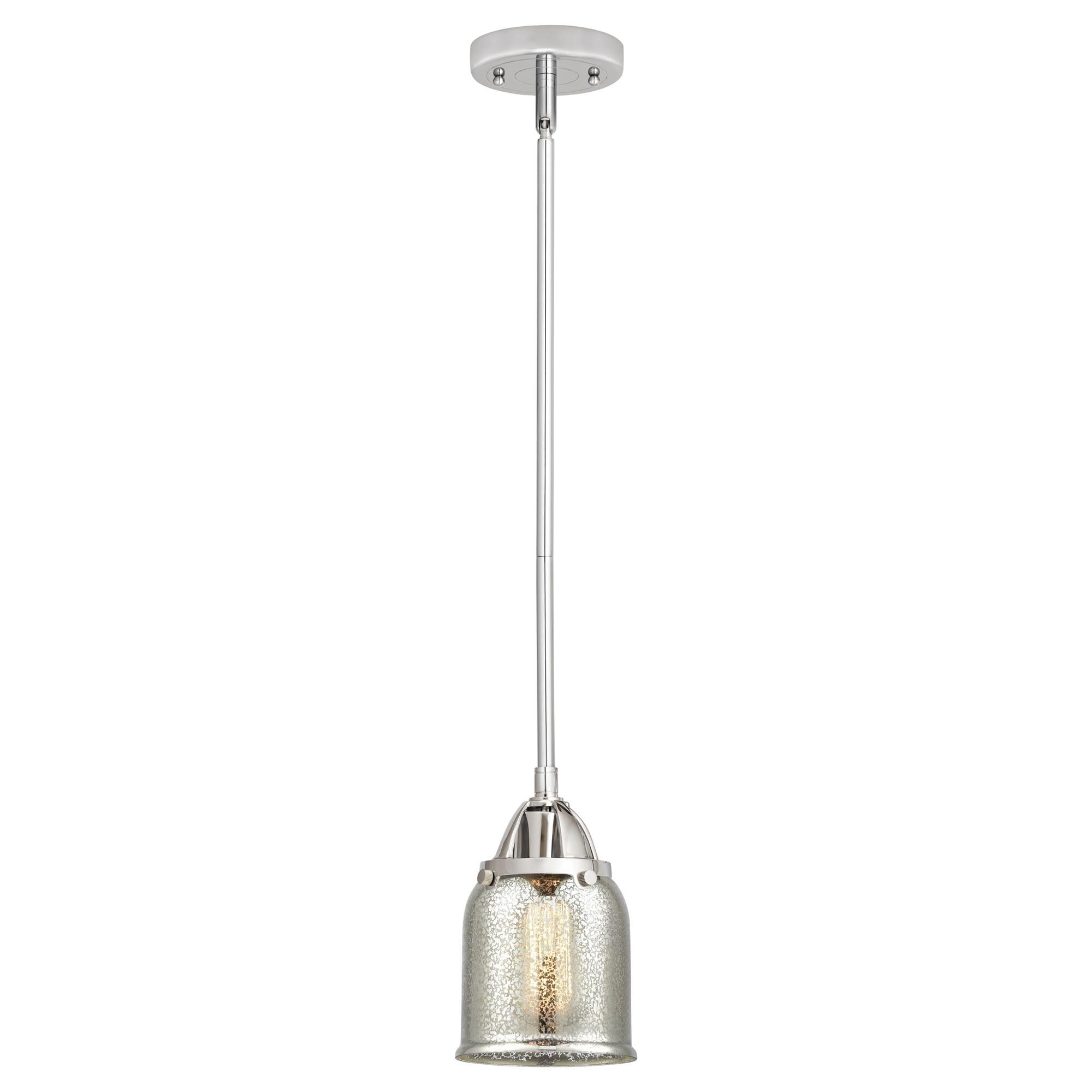 Shown in Polished Chrome finish and Silver Plated Mercury Small Bell glass and No Shade shade