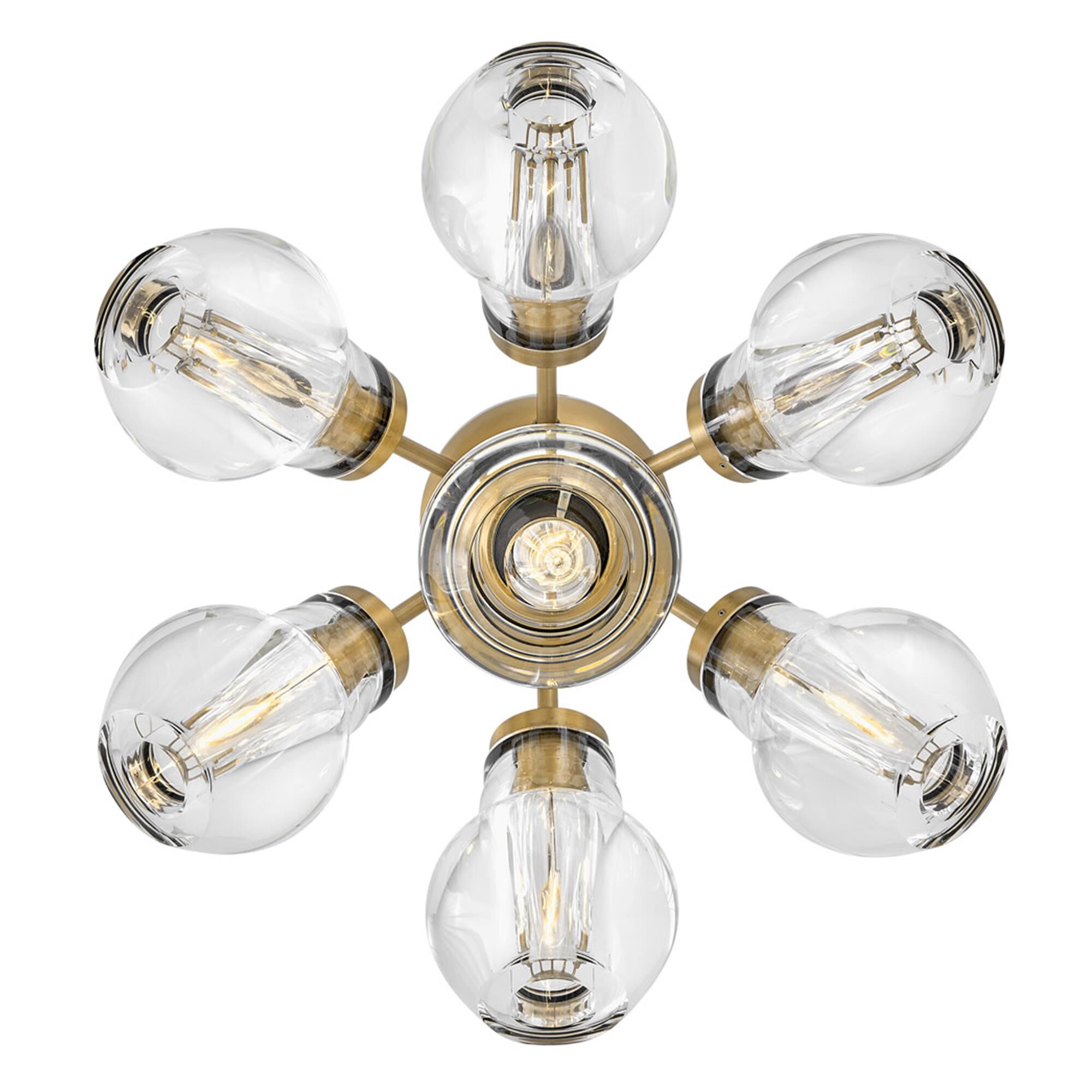 Shown in Heritage Brass finish and Clear Crystal glass