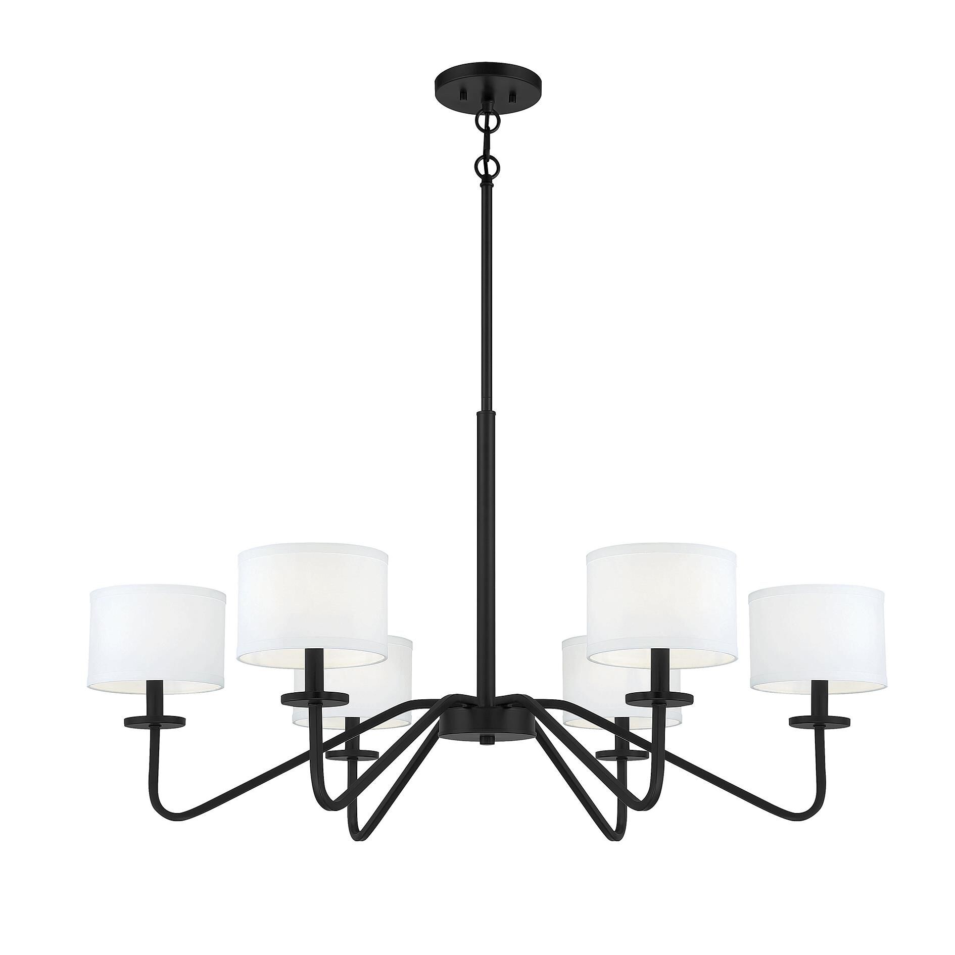 Shown in Matte Black finish and White Fabric shade