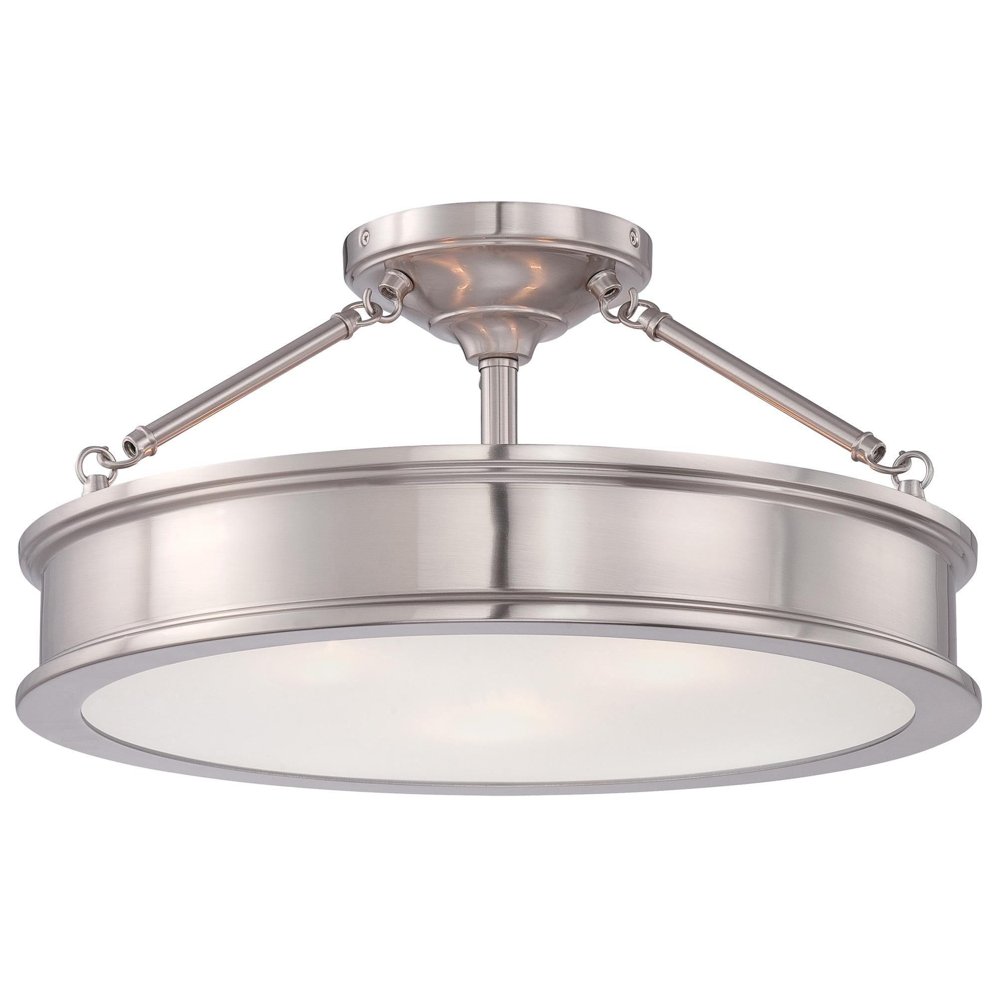Shown in Brushed Nickel finish and Clear+sandblast+painted White Inside glass
