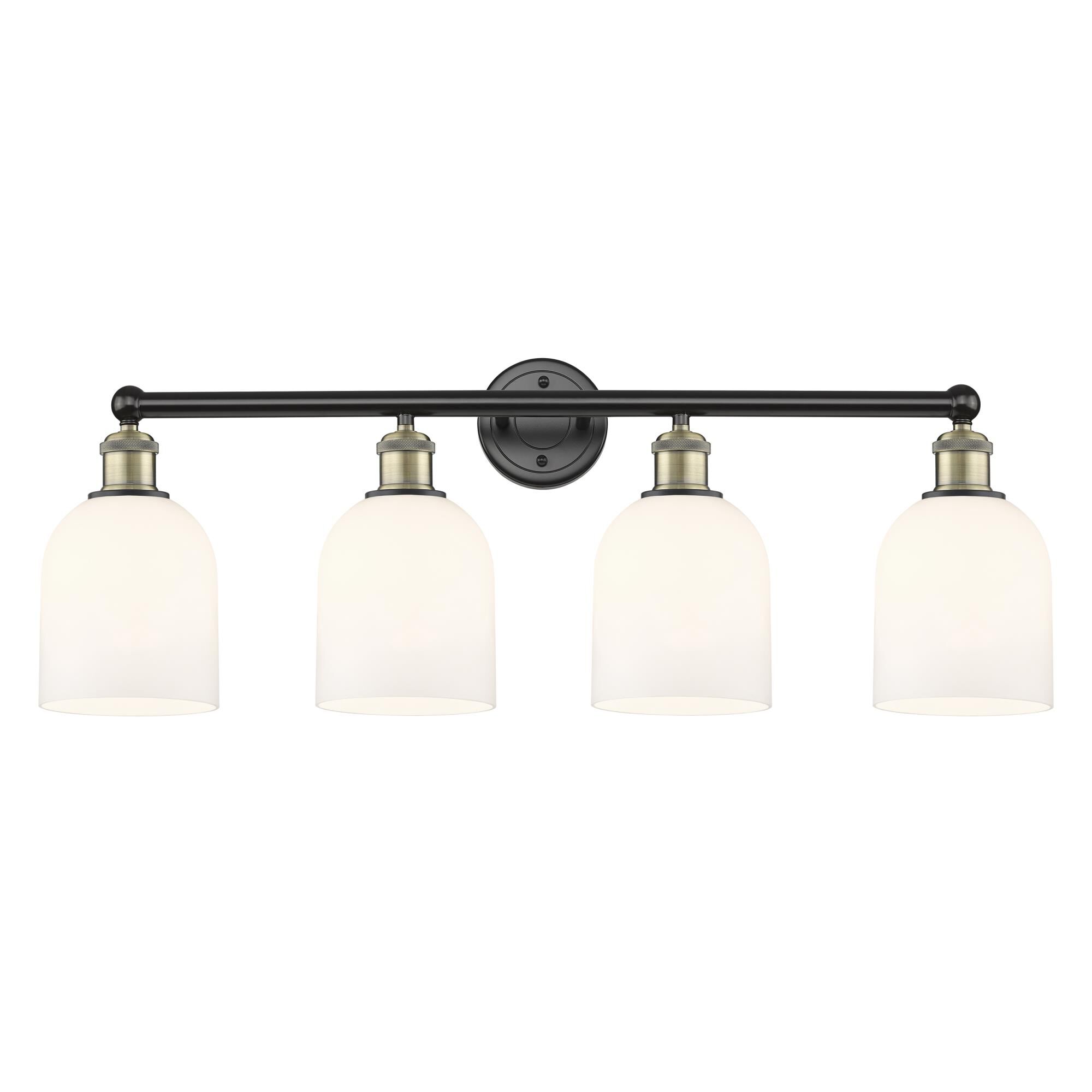 Shown in Black Antique Brass finish and Gloss White glass