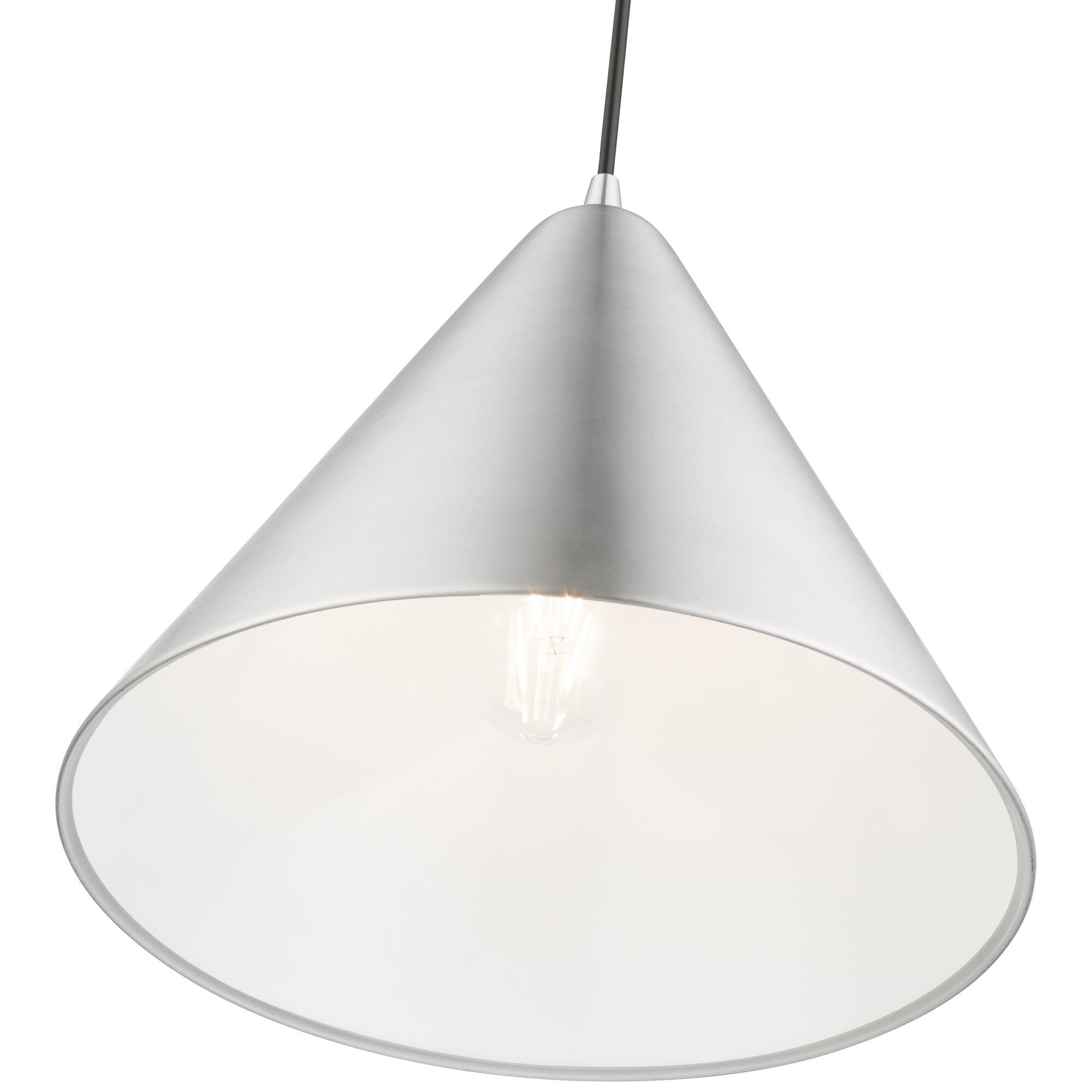 Shown in Brushed Aluminum with Polished Chrome Accents finish and Brushed Aluminum Metal With Shiny White Inside shade