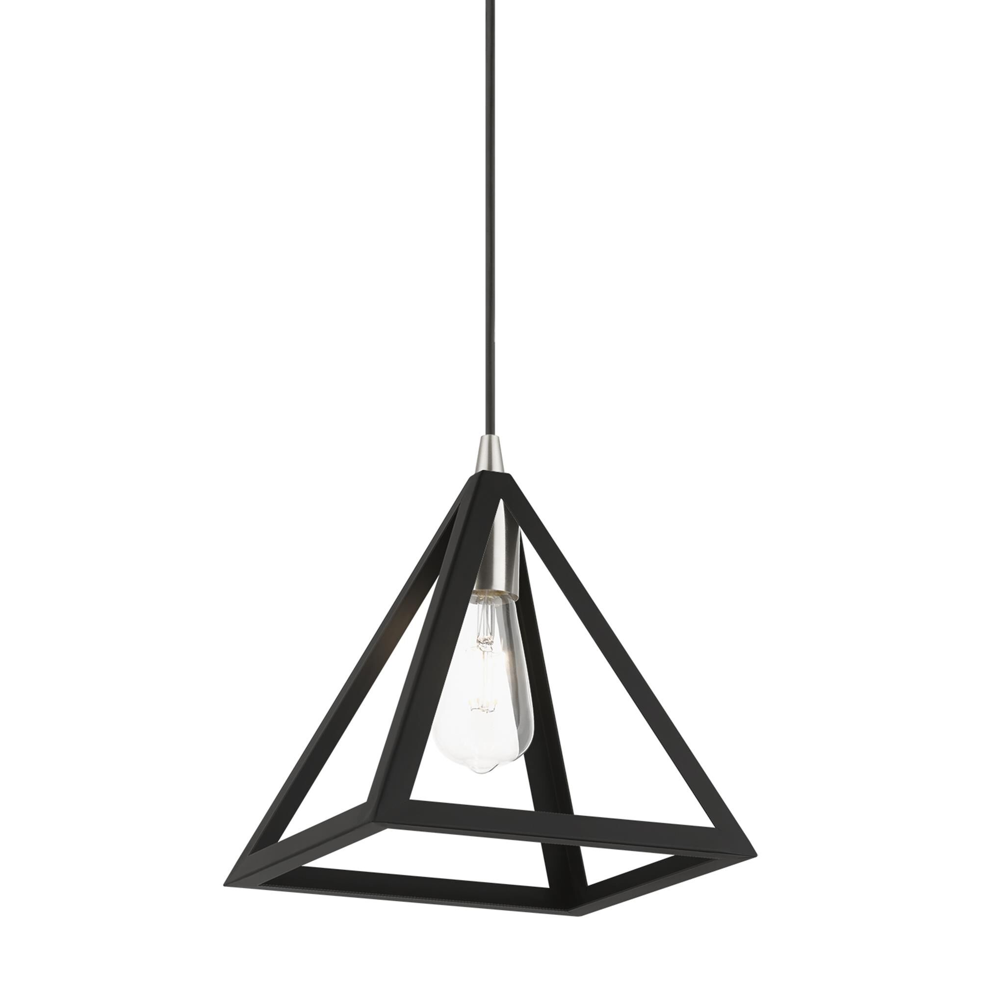 Shown in Black with Brushed Nickel Accents finish and Black Metal shade